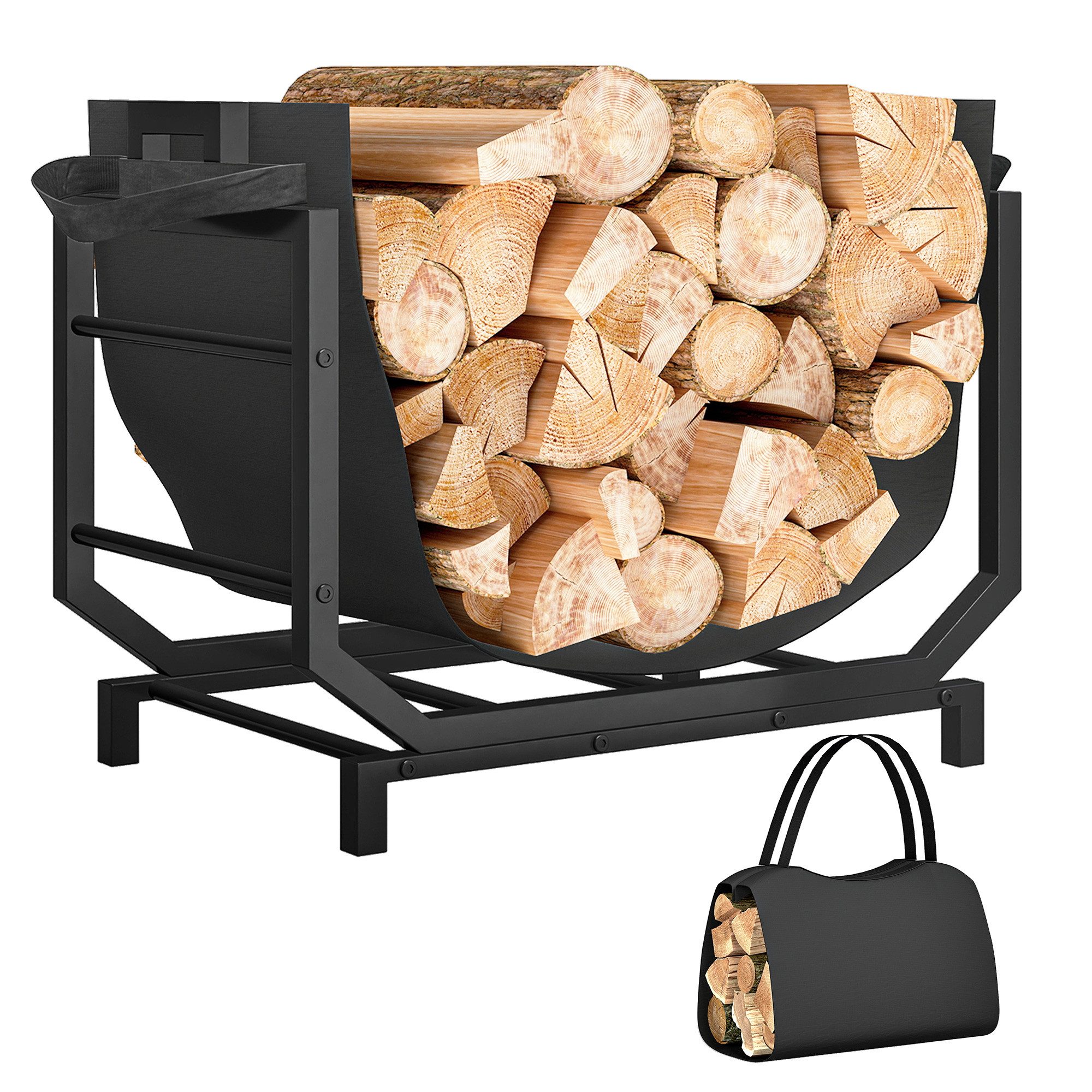 Outsunny Kaminholzregal mit abnehmbarer Tragetasche, BxTxH:53x33x43 günstig online kaufen