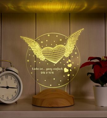 Geschenkelampe Nachttischlampe Fliegendes Herz 3D mehrfarbige Nachtlicht Hochzeitsgeschenk, Leuchte 7 Farben fest integriert, Valentinstagsgeschenk für Ehefrau, Sie, Partner, Freundin