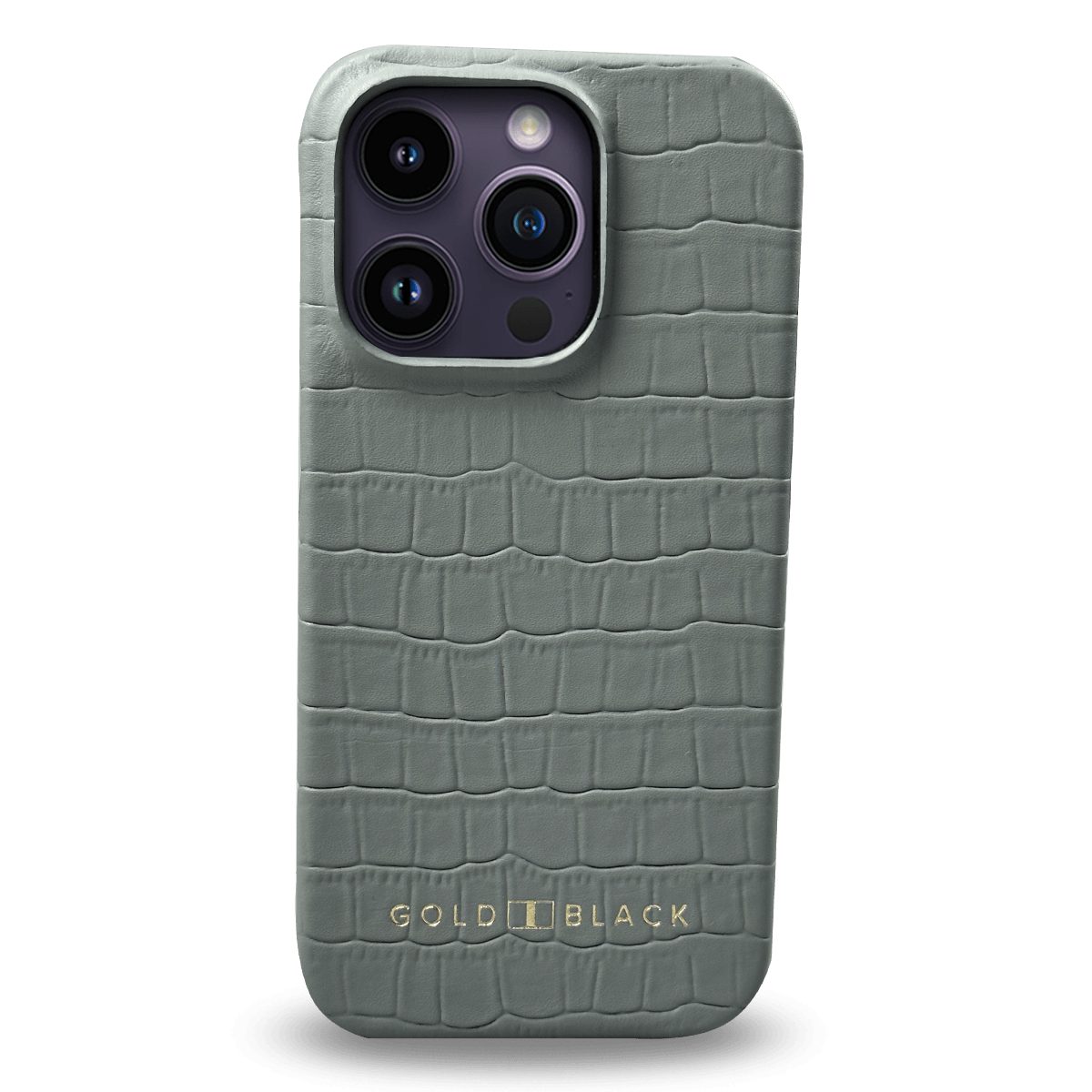 GOLDBLACK Handyhülle iPhone 14 Pro Slim Lederhülle Kroko-Prägung pastel grün