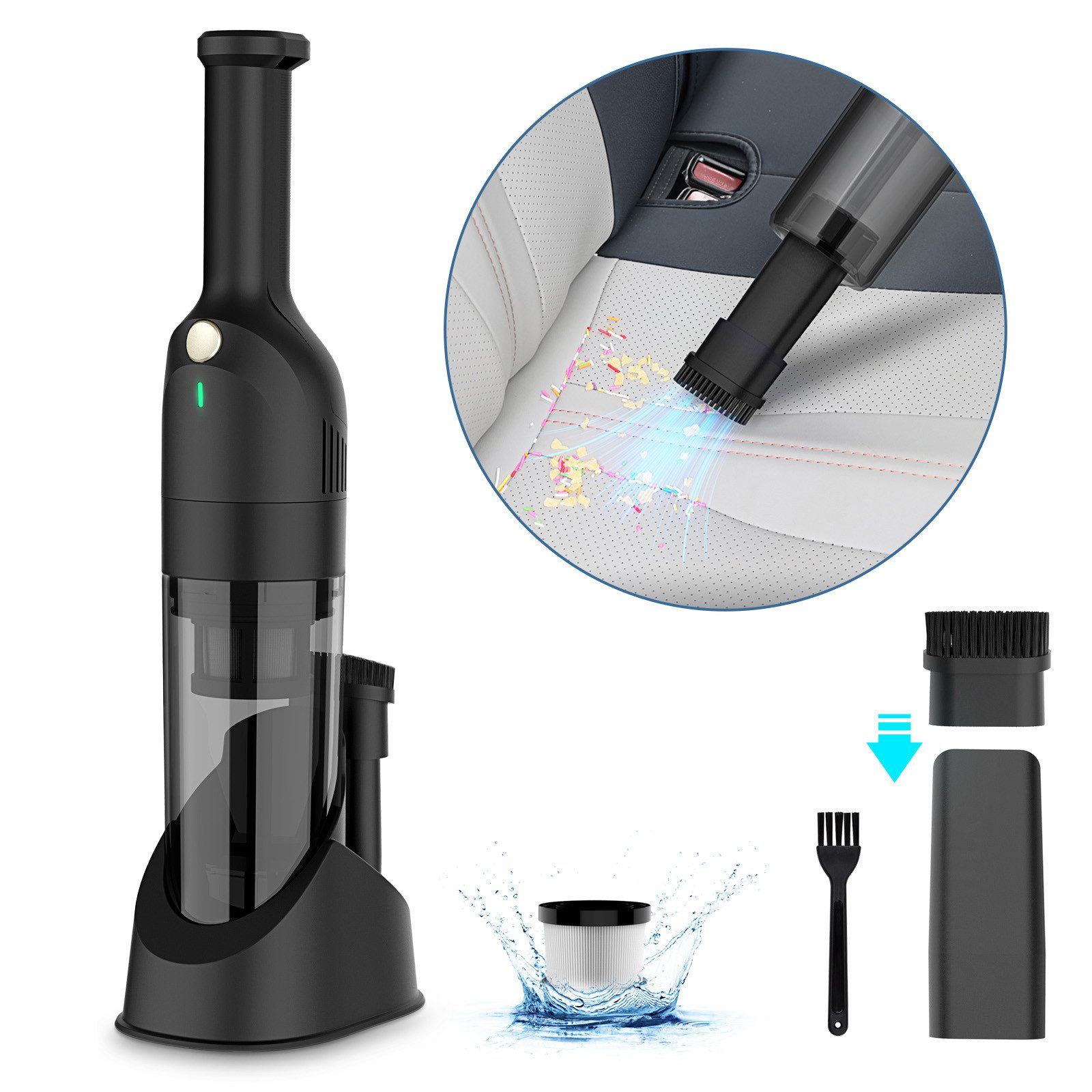 VacniQ Akku-Handstaubsauger, Autostaubsauger, Wiederaufladbarer Autostaubsauger, kabelloses Design, leistungsstarker tragbarer Handstaubsauger