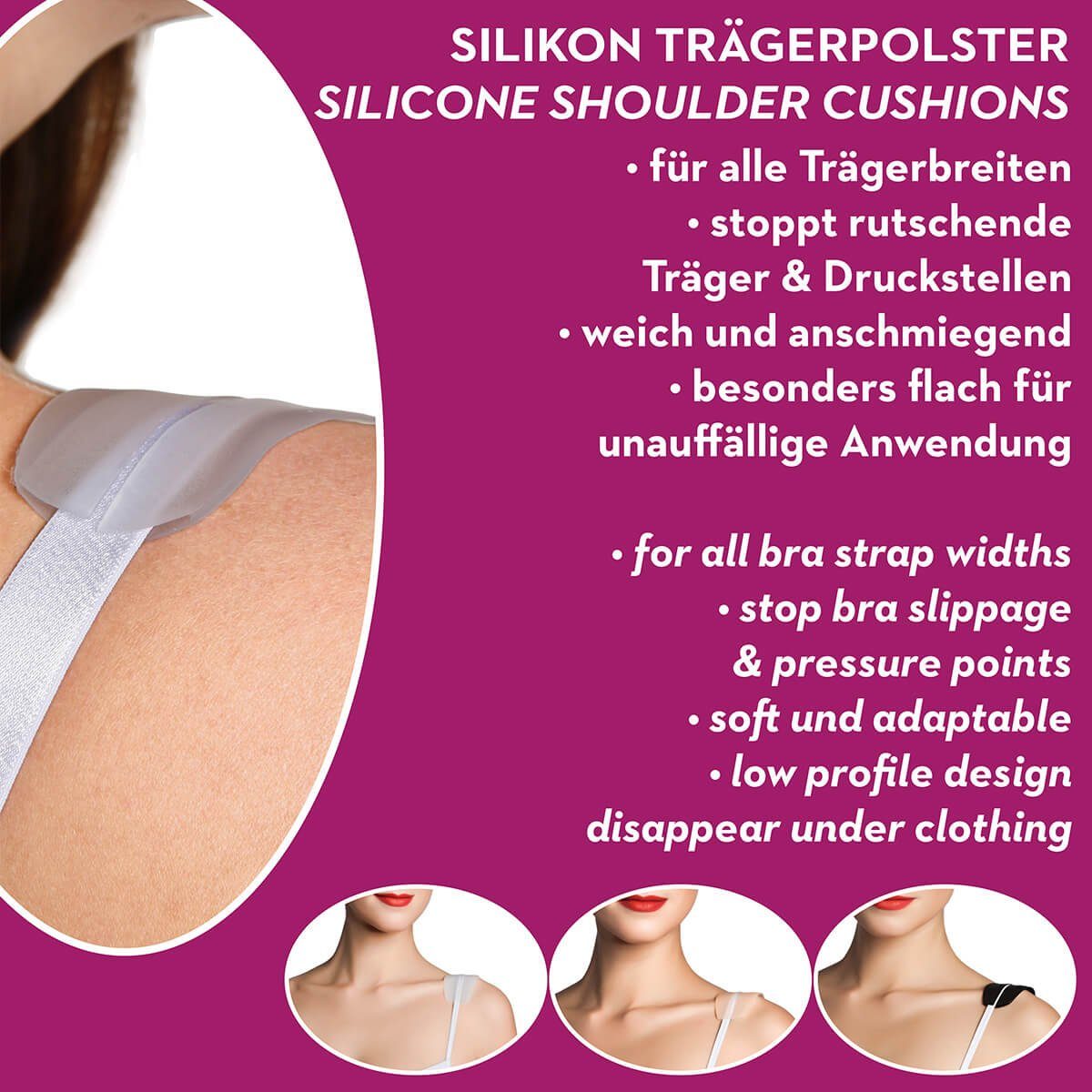 Miss Perfect BH-Träger W2G400056710, Trägerpolster Silikon in Schwarz Weiß Haut Transparent