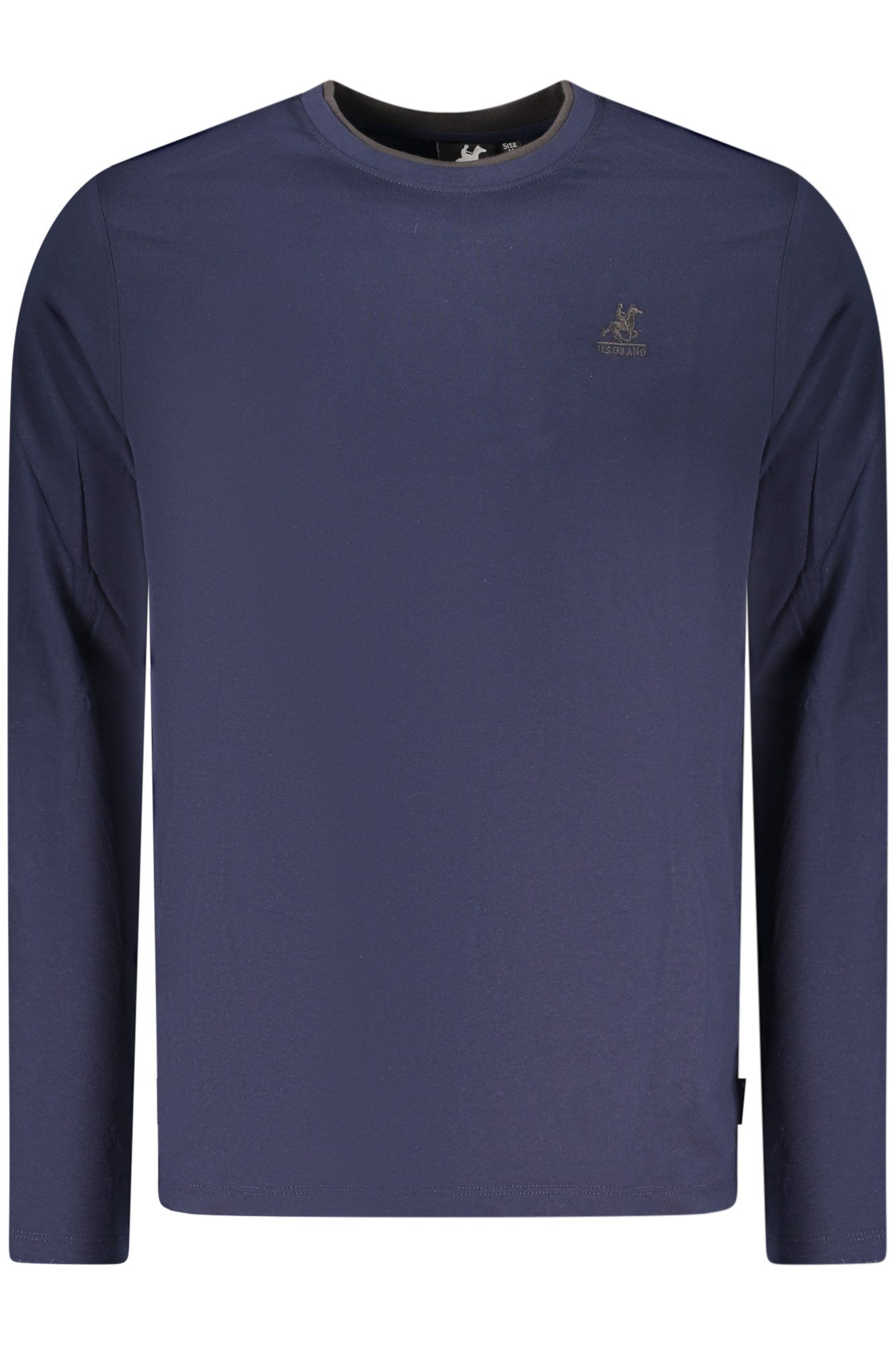U.S. GRAND POLO T-Shirt Langarmshirt Schwarz mit Rundhals & Stickerei für