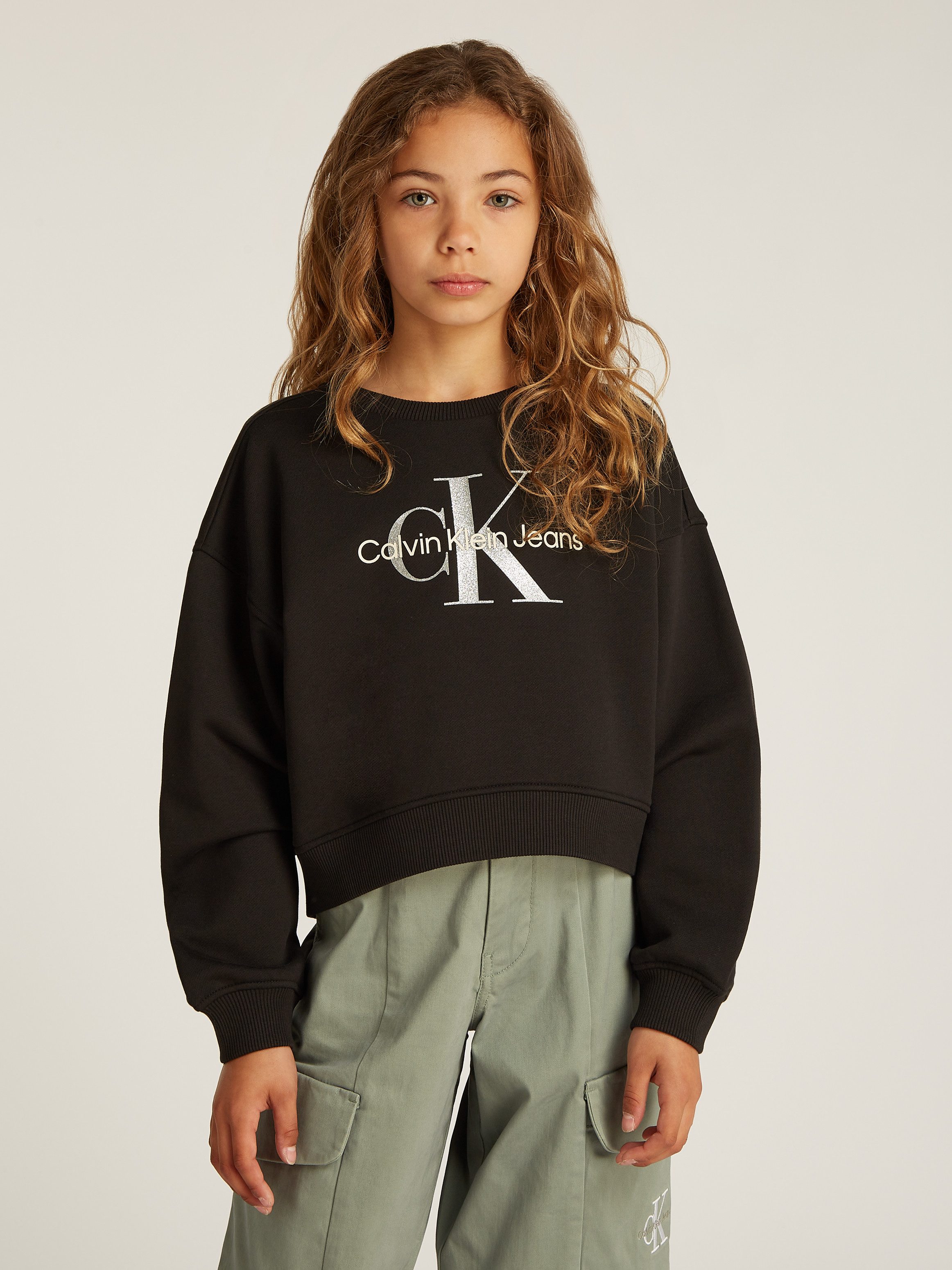 Calvin Klein Jeans Sweatshirt GLITTER MONOLOGO CN SWEATSHIRT für Kinder bis 16 Jahre mit Logoschriftzug