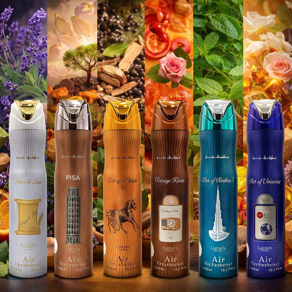 Lattafa Raumduft Lattafa Raumspray Set 6x300ml Air Freshener Pisa, Art of Arabia I