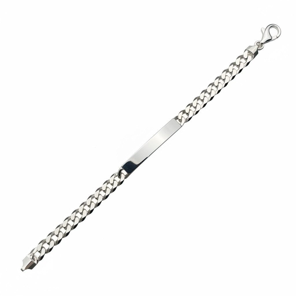 Karisma Schmuck Panzerarmband Silber 925 mit ID-Platte, 6,5 mm breit, Länge [21] cm, Identitätsarmband zum Gravieren, für Damen & Herren