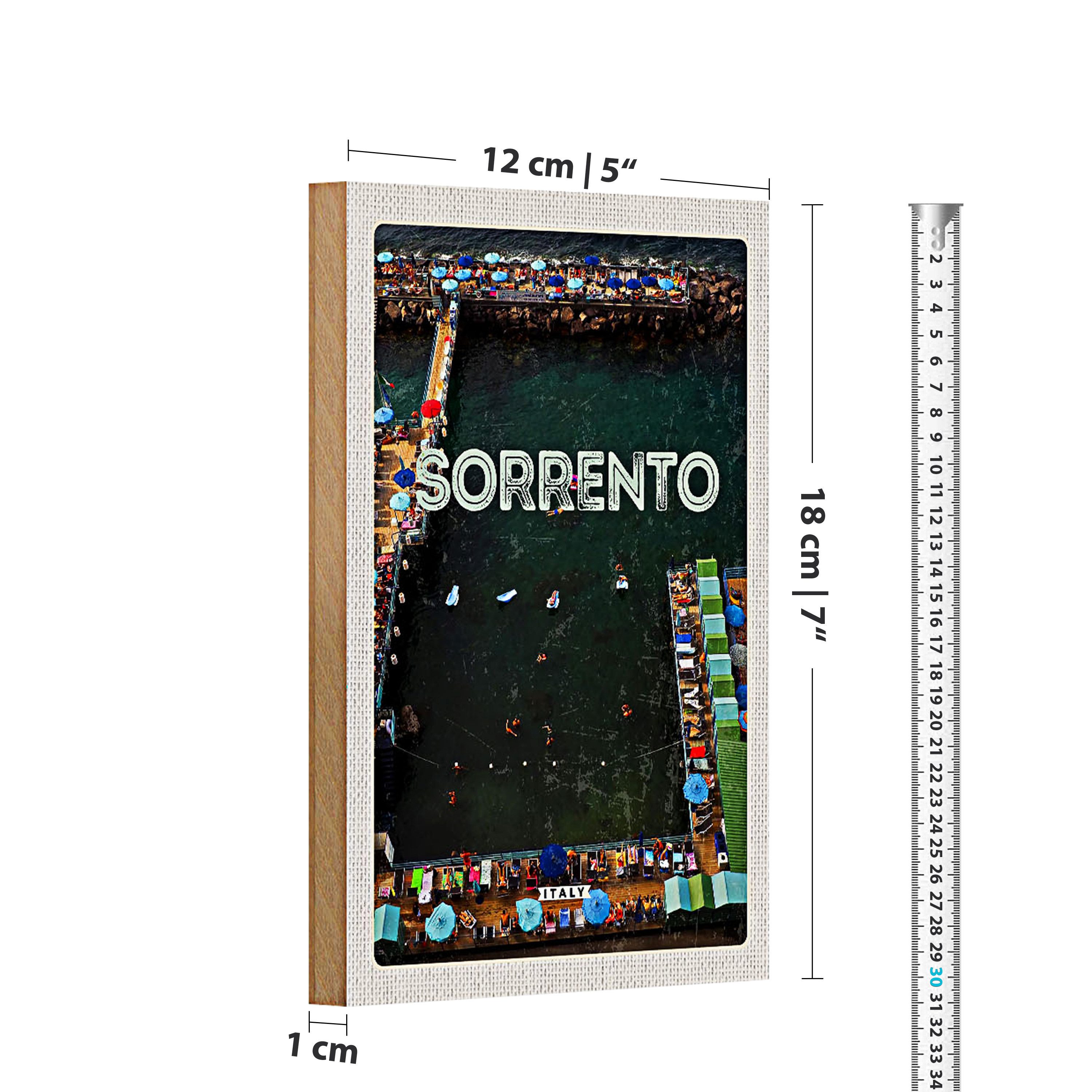 Roomando Holzbild Reise 12x18cm Sorrento Italien Meer Urlaub Reise