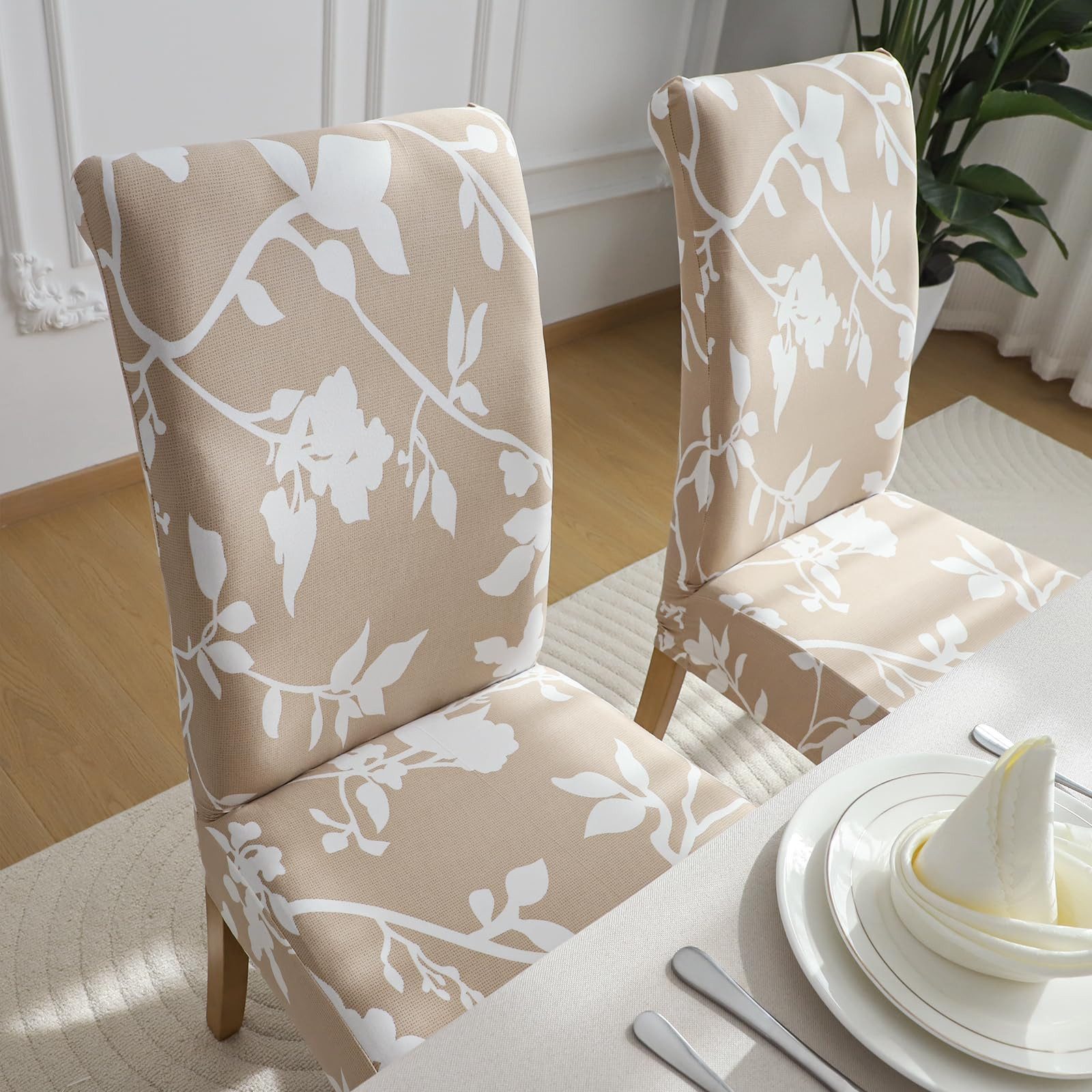 Agger Stuhlhusse Stuhlhussen 4/6er Set Stretch Stuhlbezug, Modernes Muster Abnehmbarer, Waschbar Stuhl Hussen für Wohnzimmer, Esszimmerstühle – Bild 5 von 5