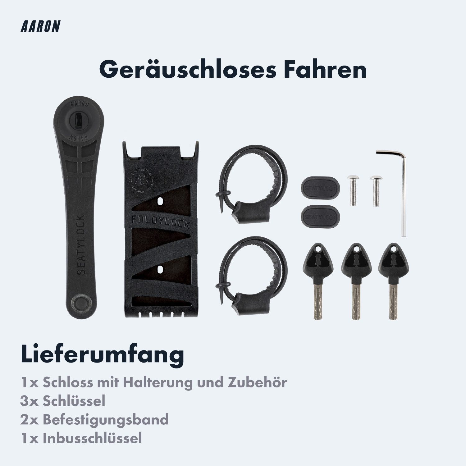 AARON Faltschloss Stufe 18 Hochsicherheits-Faltschloss mit Halterung, 90 cm, Fahrrad – Bild 5 von 5