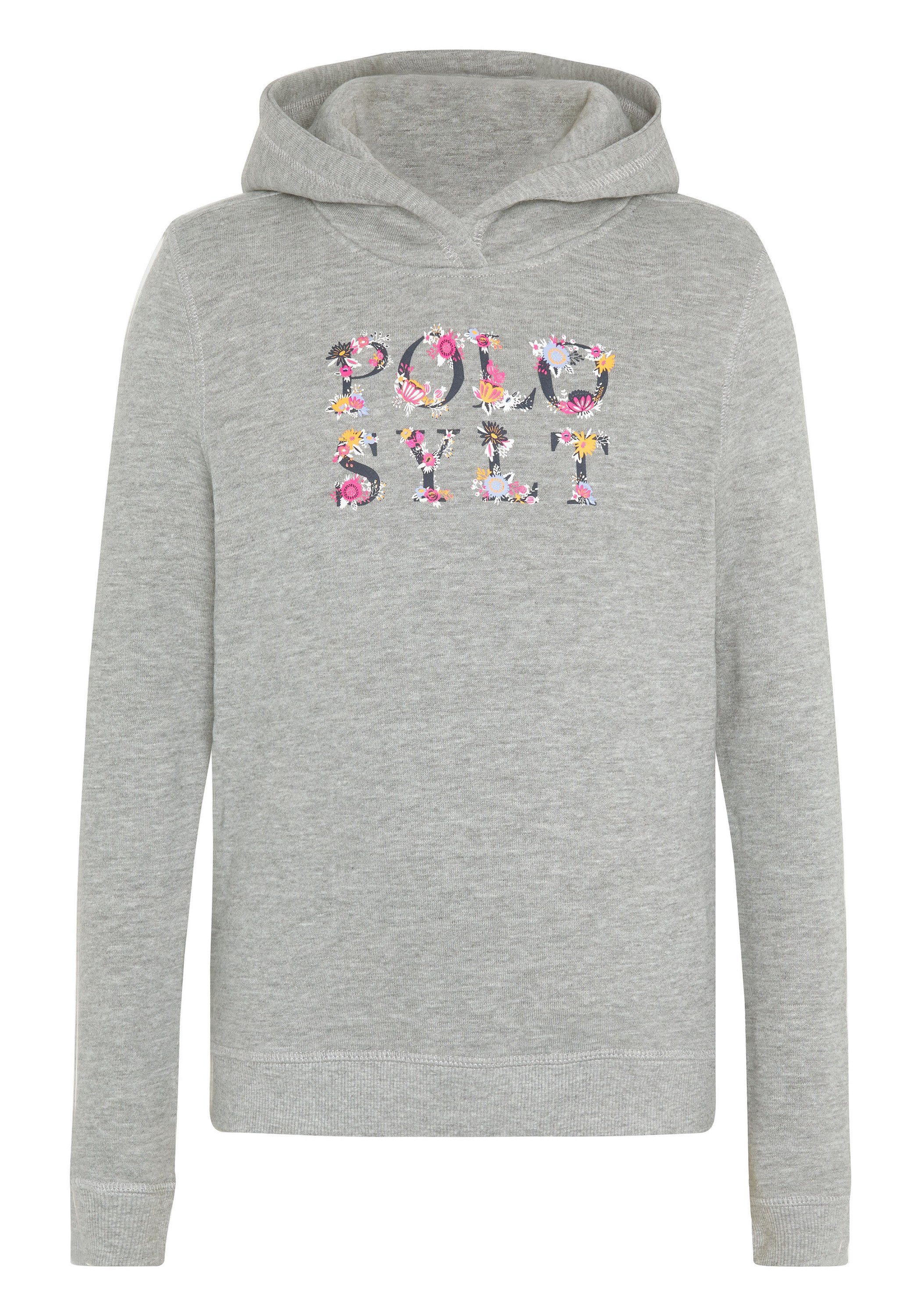 Polo Sylt Sweatshirt mit floralem Logodesign 17-4402M Neutral Gray Melange