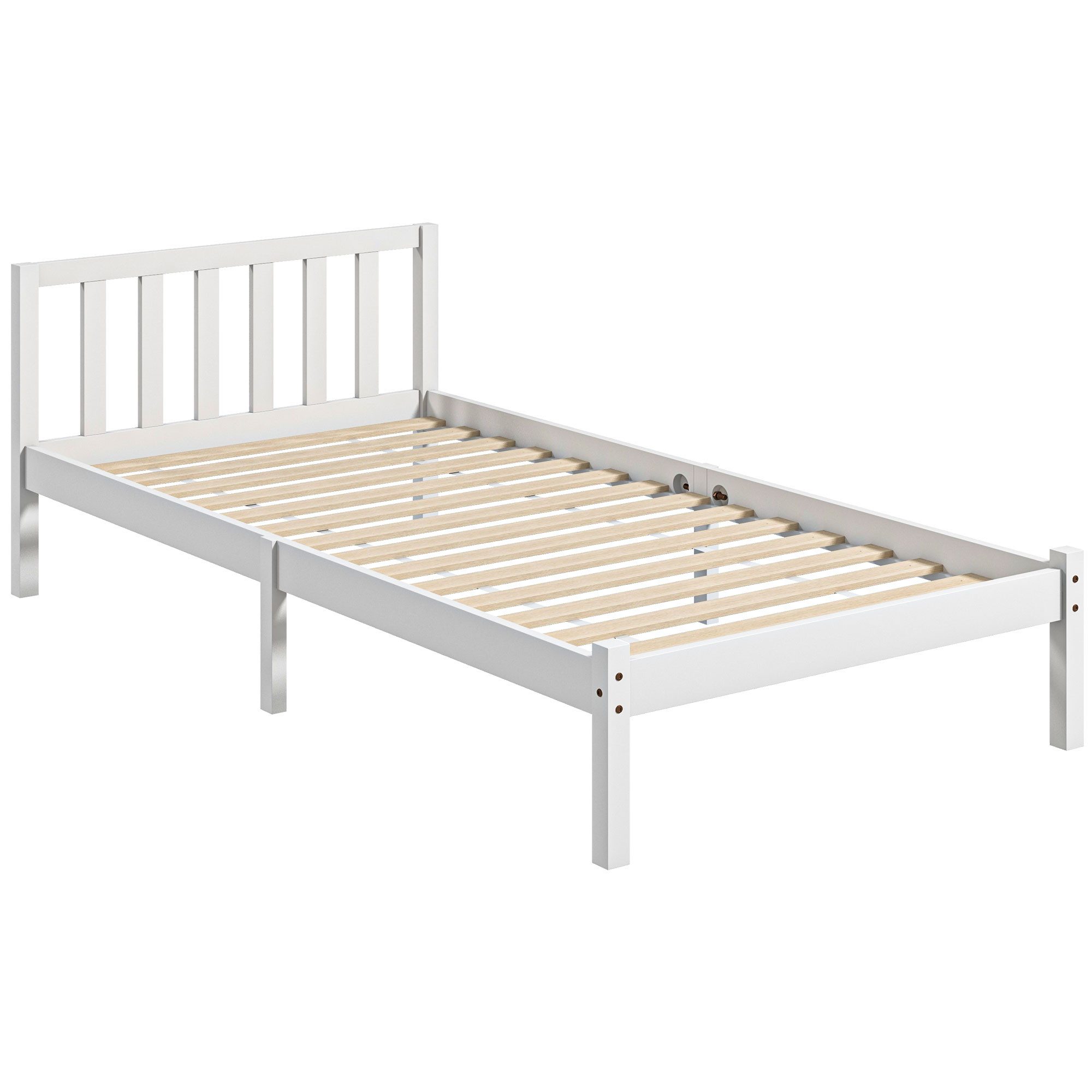 MC Star Holzbett 208 x 96 cm mit Lattenrost & Kopfteil, elegantes Einzelbettgestell (elegantes Einzelbettgestell für Schlafzimmer in Weiß)
