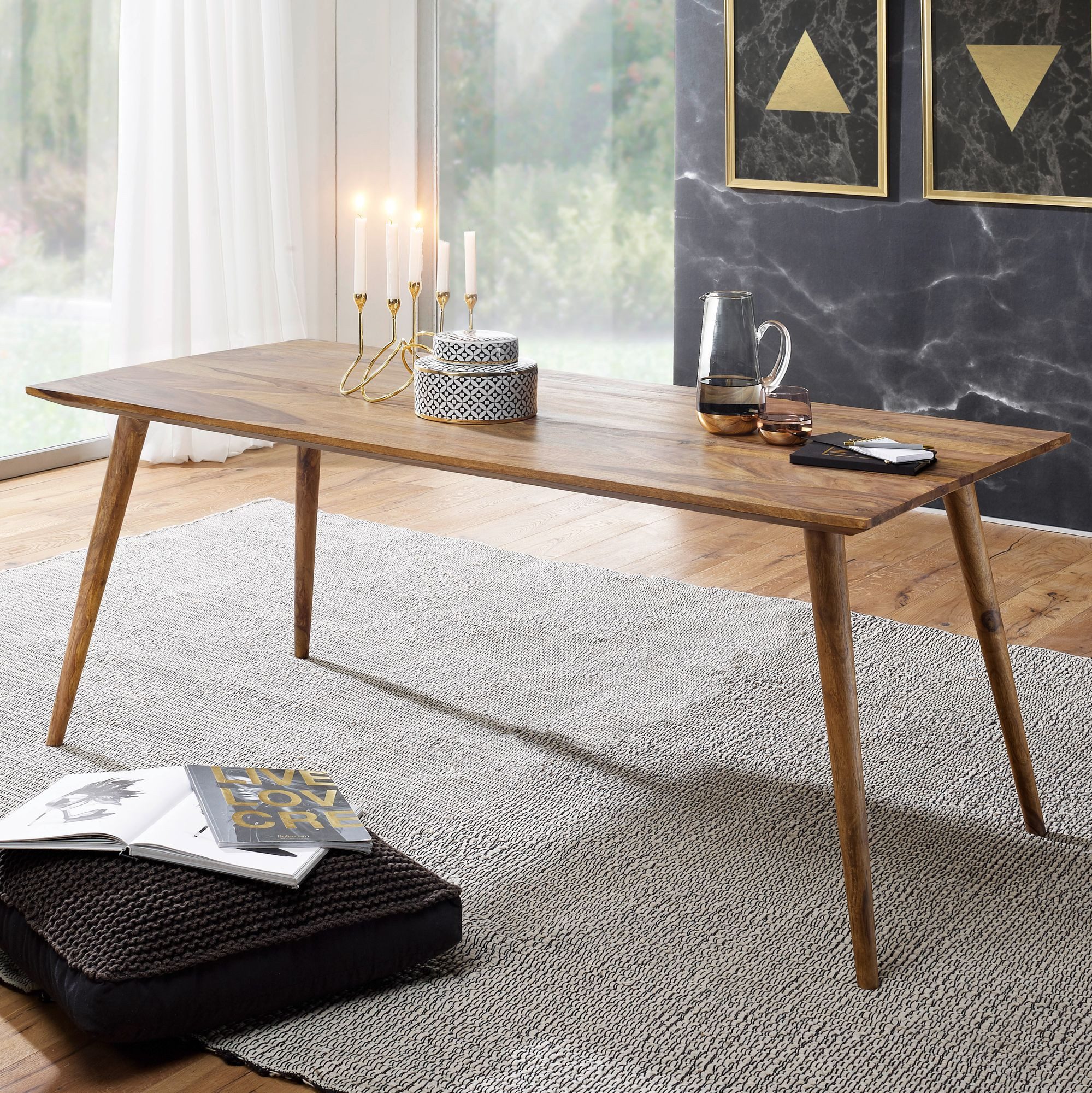 FINEBUY Esstisch SuVa4916_1 (120x60x76 cm Massivholz günstig online kaufen