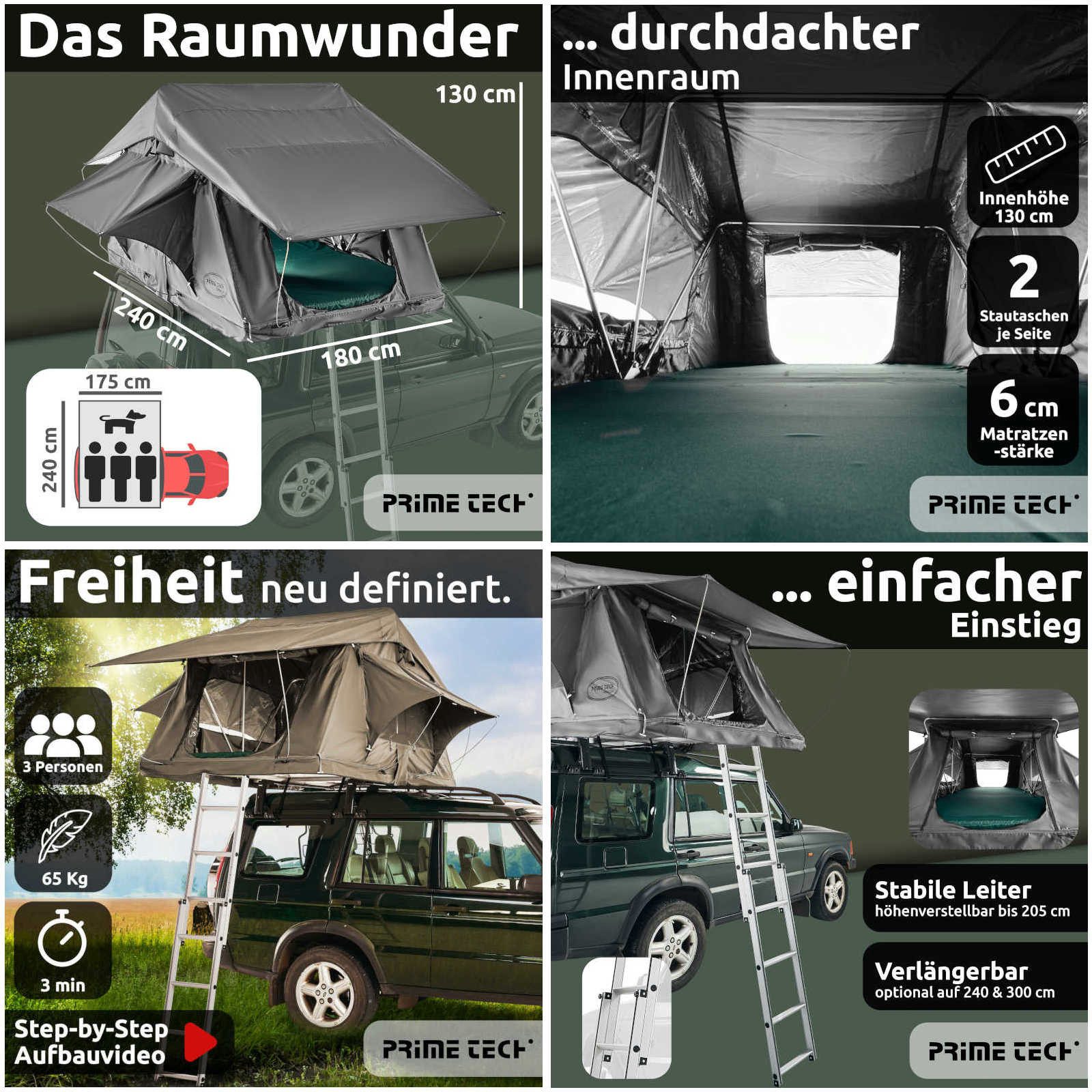 Prime Tech Dachzelt Wasteland Pro L, Personen: 2