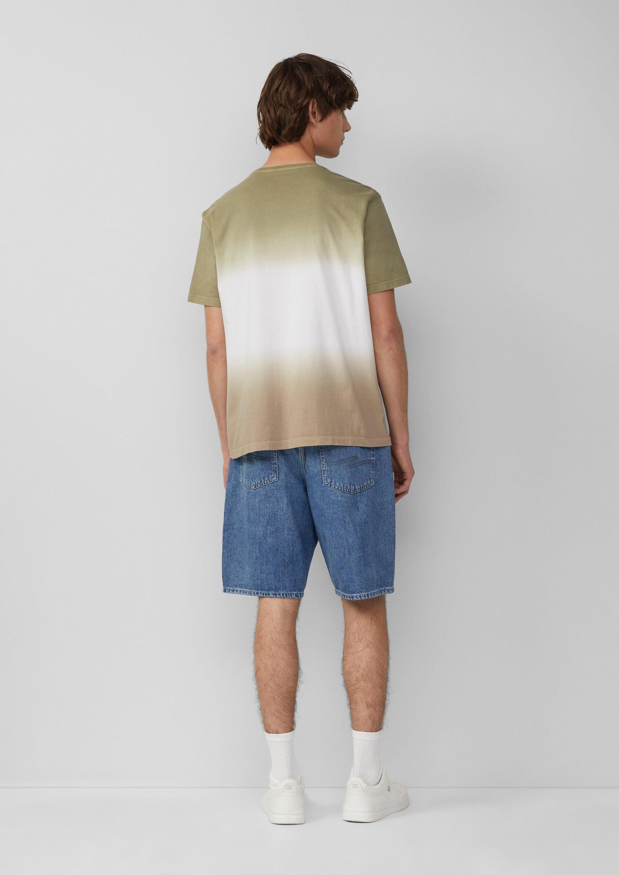 QS Kurzarmshirt T-Shirt T-Shirt mit Farbverlauf und Frontprint