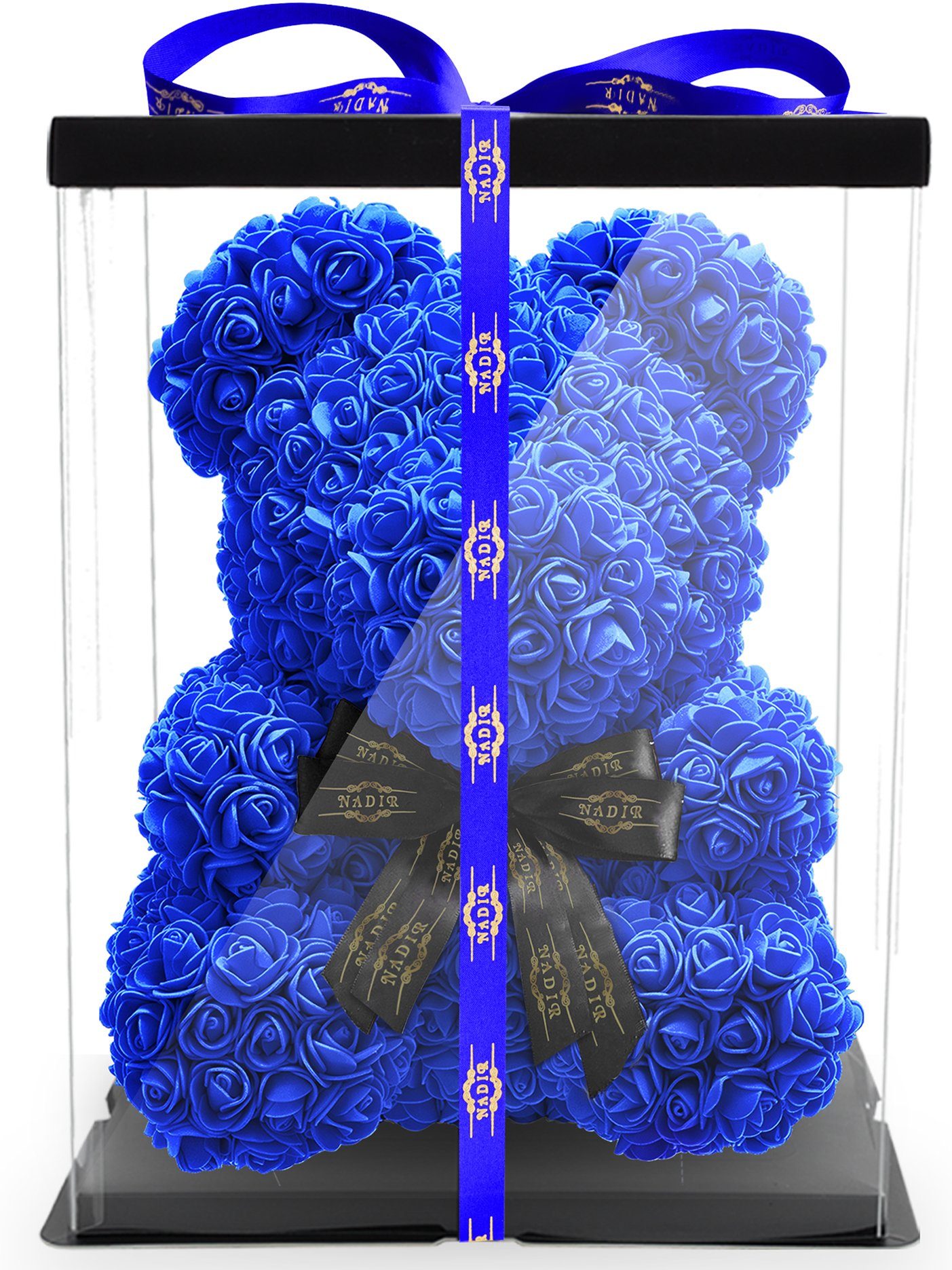 Kunstblume Rosenbär 40 cm inkl. Geschenkbox mit Schleife - Geschenk für Freundin