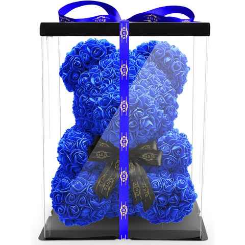 Kunstblume Rosenbär 40 cm inkl. Geschenkbox mit Schleife - Geschenk für Freundin Jahrestag Geburtstag Hochzeit, NADIR, Größe: 40 cm, inklusive Geschenkbox