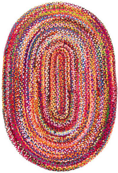 Teppich Indigo Stripy, morgenland, oval, Höhe: 7 mm, beidseitig verwendbar, Baumwolle