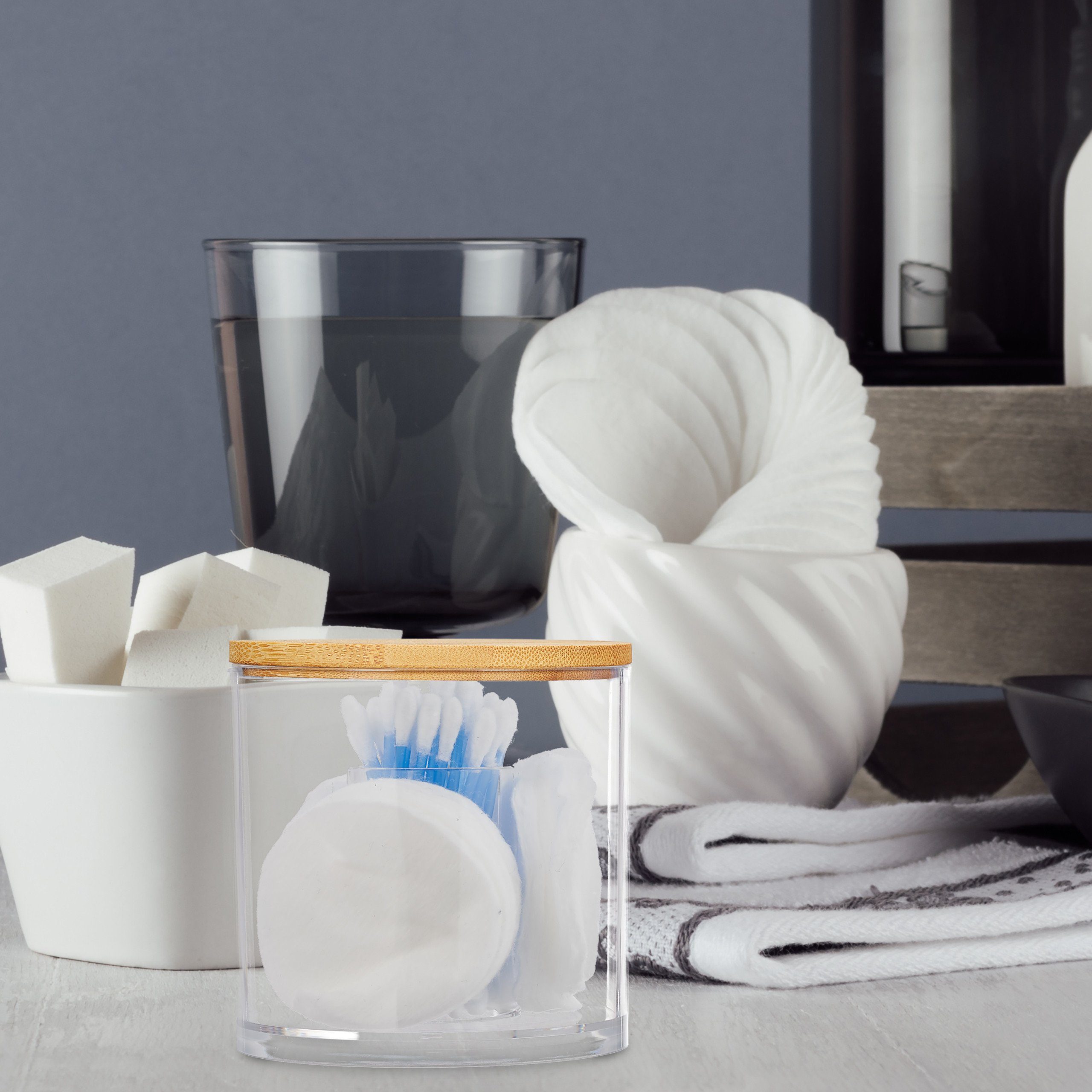 relaxdays Wattestäbchenspender Wattestäbchen Aufbewahrung 3er Set, Farbmix günstig online kaufen