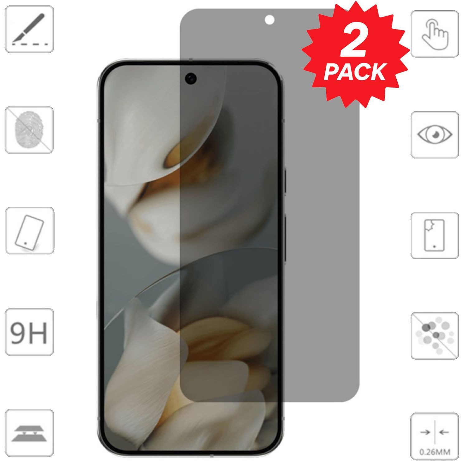 Wigento Displayschutzglas Privacy 2x für Google Pixel 11 10 Pro XL Display 9H Glas Blickschutz für Google Pixel 11 10 Pro XL, Spar Set Privacy Display Schutz Glas