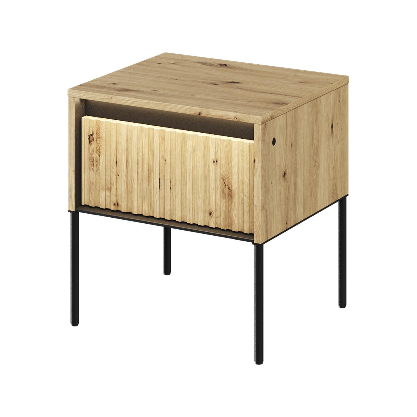 HAUSELEMENT Nachttisch TREND TR-10, mit Schublade LED-Beleuchtung Nachtschrank 46 cm Nachtkonsole