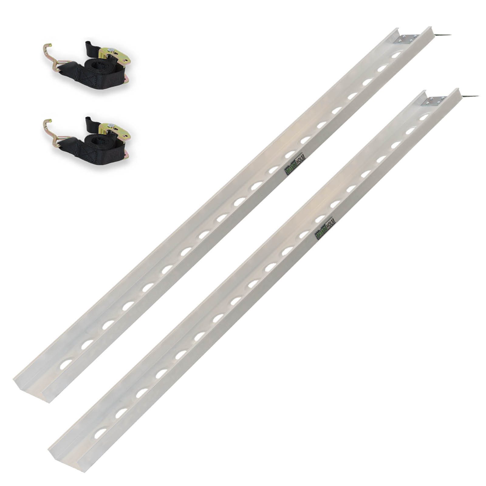 TRUTZHOLM Auffahrrampe 194cm Traglast 200kg Alu grau Seitenkante Auffahrrampen Verladerampen (2er Set, 2-St., Inkl. 2x Spanngurt), robuste Alu-Konstruktion, hochwertige Verarbeitung