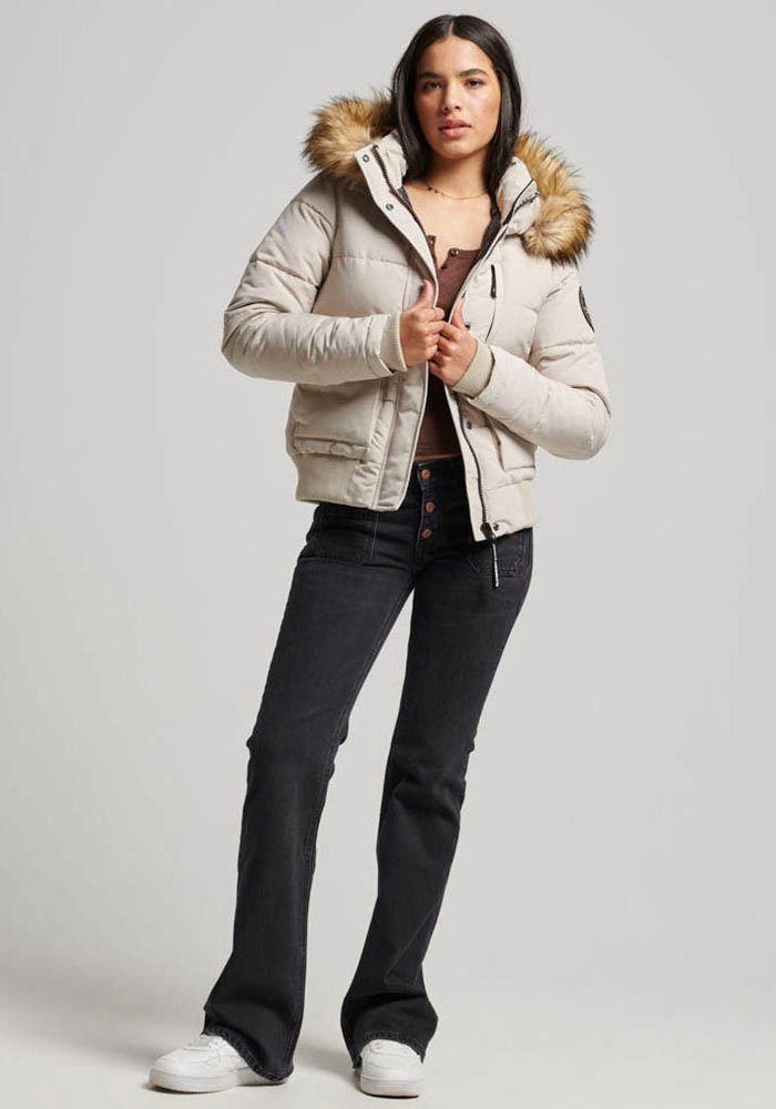 Superdry Steppjacke EVEREST HOODED PUFFER Grey BOMBER Chateau