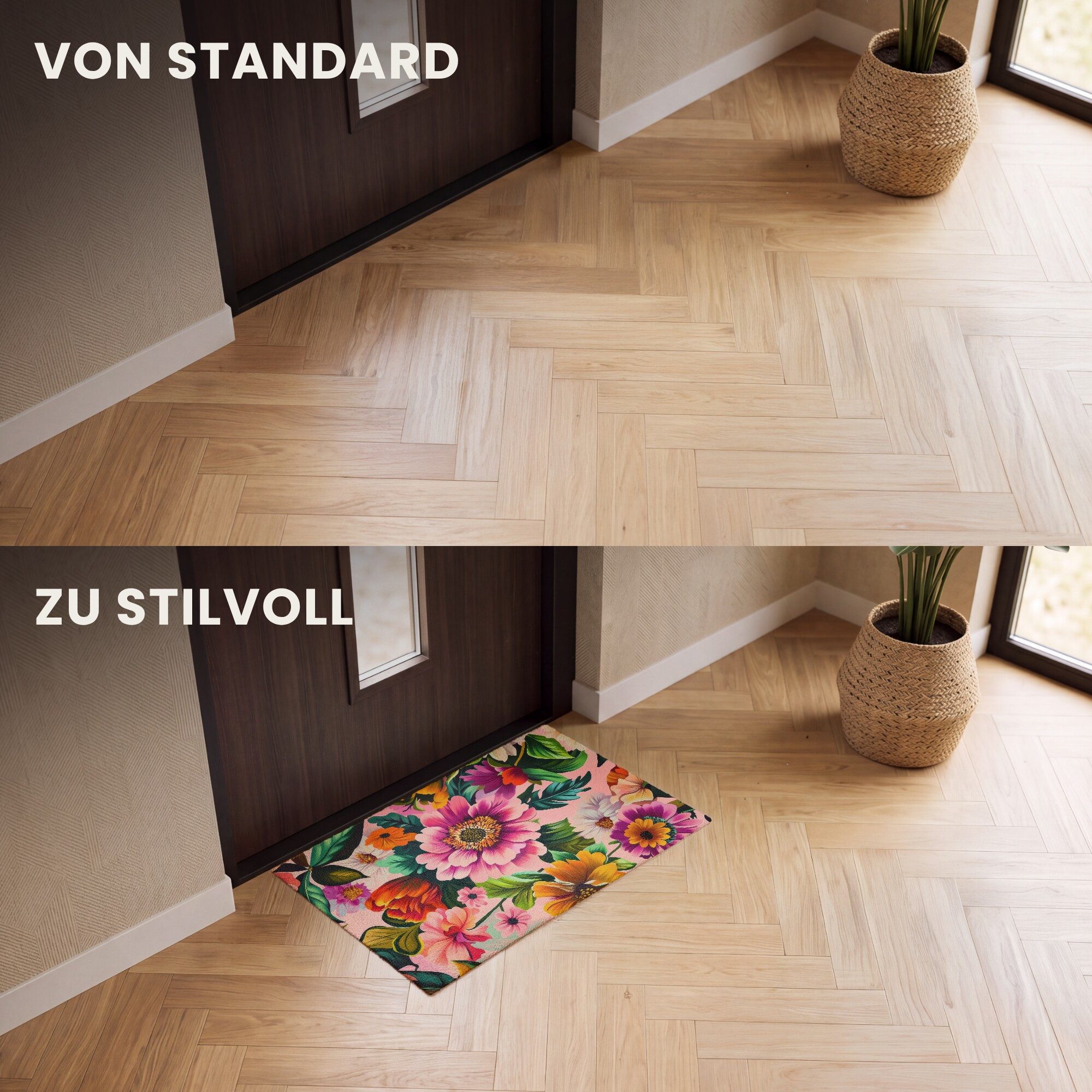 MuchoWow Fußmatte Blumen - Bunt - Rosa, Rechteckig, innen Schmutzfangmatte, Tür, Schmutzfänger Flur, Teppich 60x40 cm – Bild 3 von 5