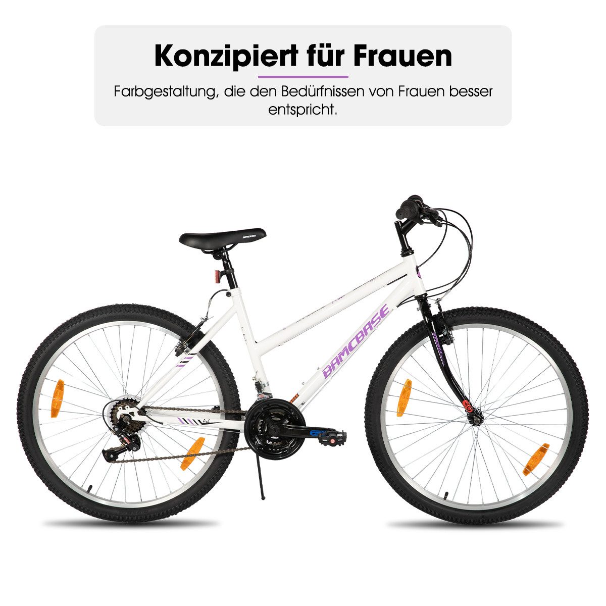 HILAND Mountainbike 24 26 Zoll Damen bike, Fahrrad für Mädchen & Frauen, 18-Gang-MTB, Doppel-V-Bremsen, Rahmen aus Kohlenstoffstahl