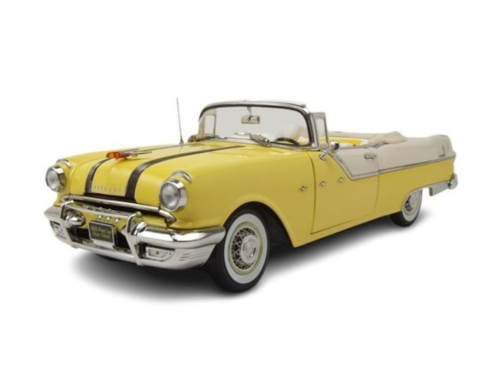 Sun Star Modellauto Pontiac Star Chief Open Convertible 1955 weiß gelb, Maßstab 1:18