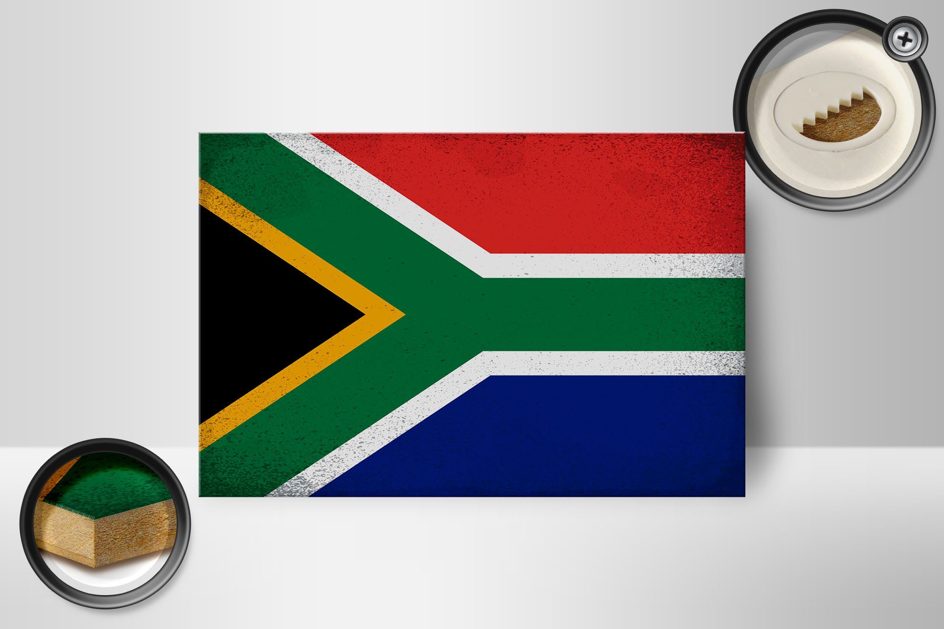 Femer GmbH Holzbild Flagge Südafrika 18x12 cm South Africa Vintage, Flaggen (1 St), Glatte Holzfaserplatte (MDF), vorn beschichtet