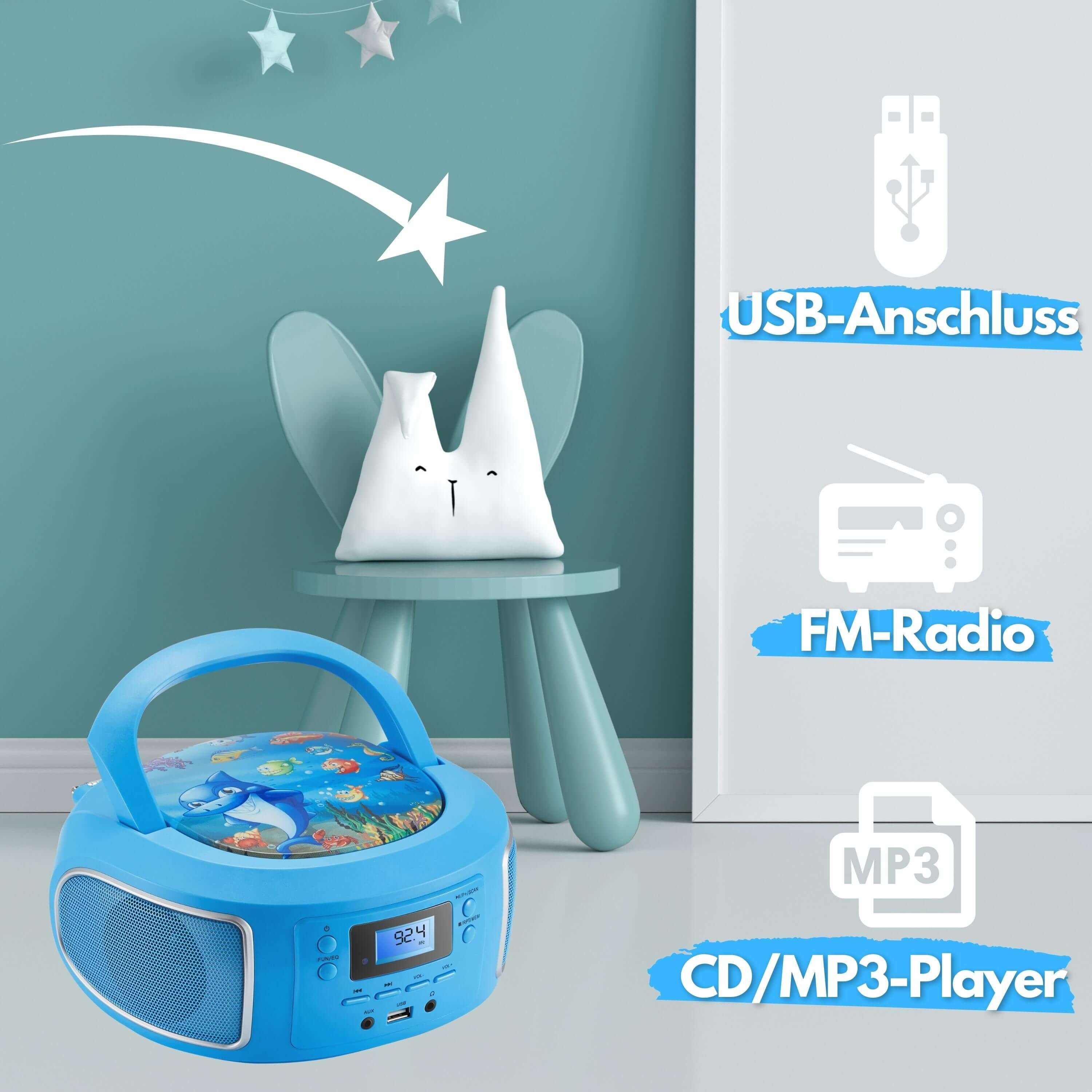 tragbar, tragbarer Musikbox, Cyberlux (CD, Player MP3 CD-Player Radio CD Kinder Boombox, FM mit CL-930 USB)