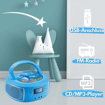 Cyberlux CL-930 tragbarer CD-Player (CD, Kinder CD Player tragbar, Boombox, Musikbox, FM Radio mit MP3 USB)