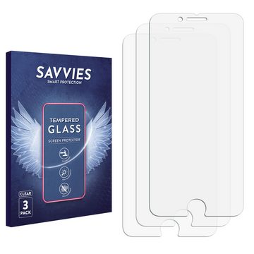 Savvies Panzerglas für Apple iPhone 7 Red, Displayschutzglas, 3 Stück, Schutzglas Echtglas 9H Härte klar Anti-Fingerprint