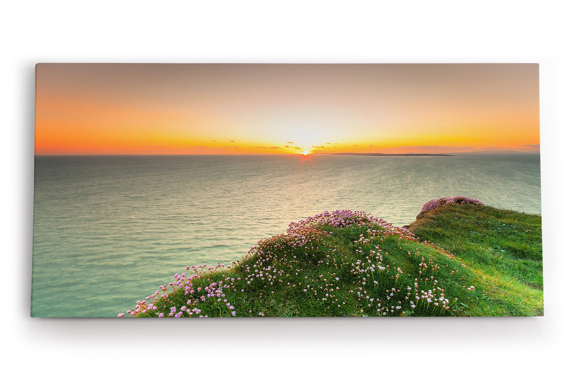 Leinwandbild Meer Sonnenuntergang Abendröte Küste Horizont