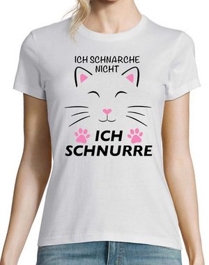 Youth Designz Print-Shirt Schnarchen Schnurren Katze Damen T-Shirt mit lustigem Spruch & Logo Aufdruck
