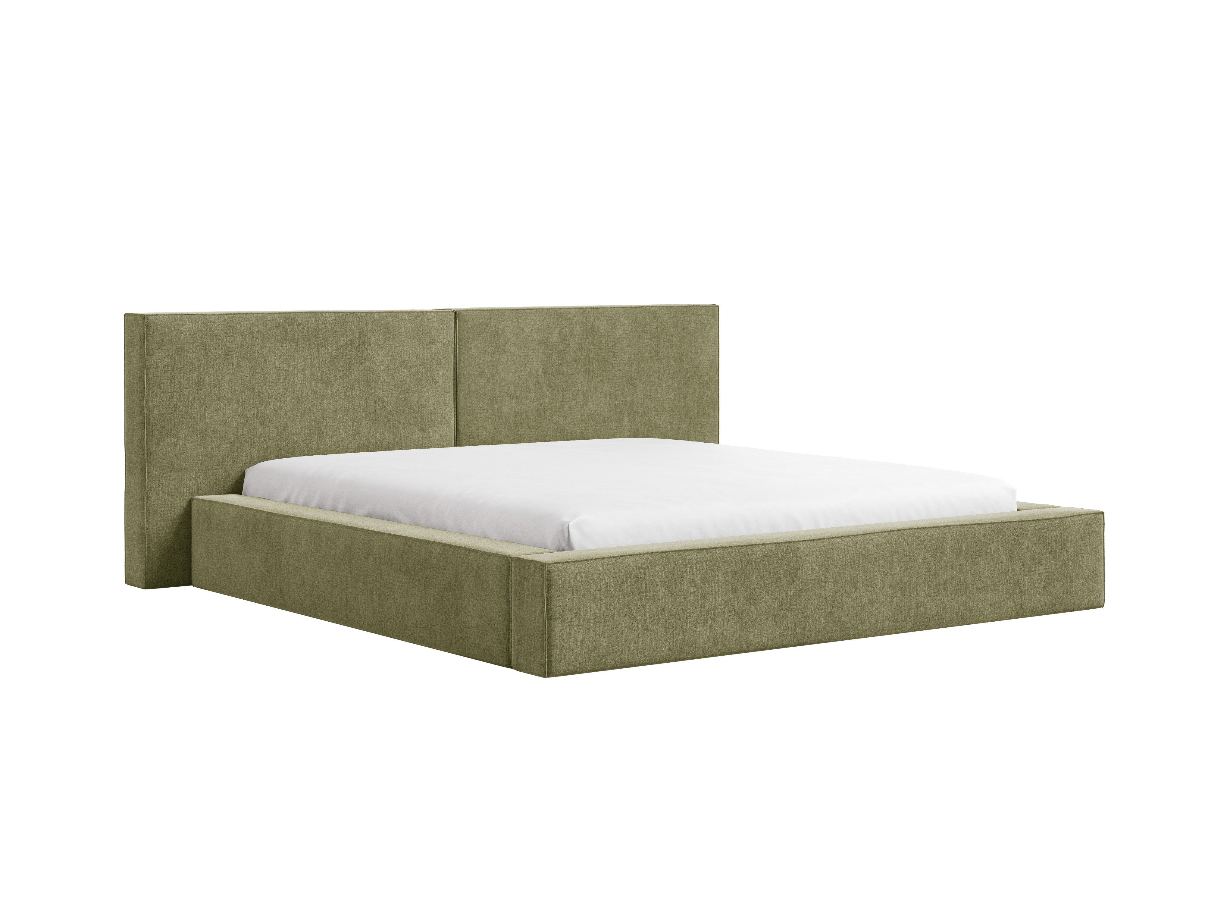 MOEBLO Polsterbett aus Strukturstoff Bett 06 (Bezug: Strukturstoff, Doppelbett mit Kopfstütze, Rahmenbettgestell, mit Bettkasten und Lattenrost), gepolstertes Kopfteil