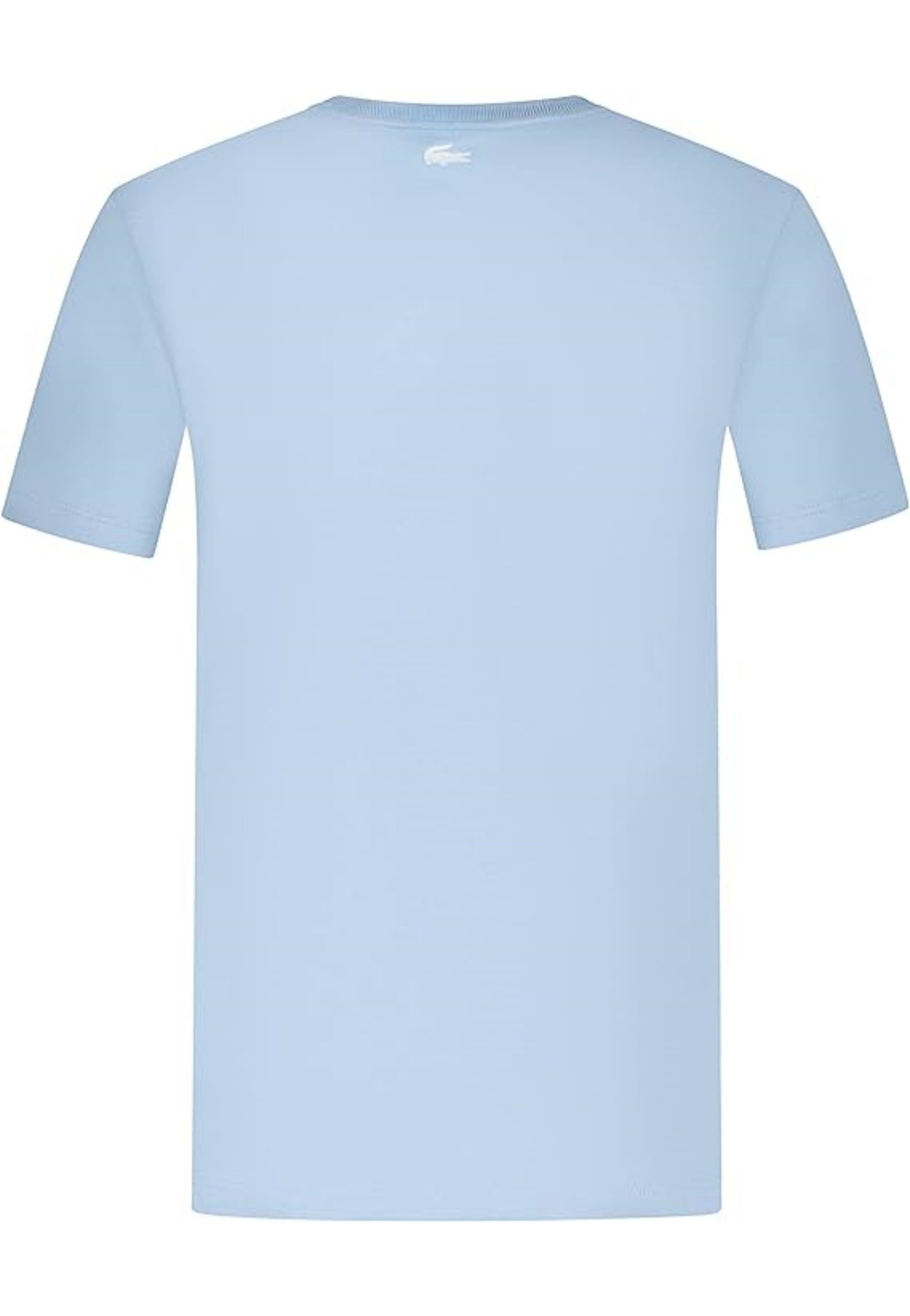 Lacoste mit (1-tlg) T-Shirt Kurzarmshirt T-Shirt Rundhalsausschnitt hellblau und