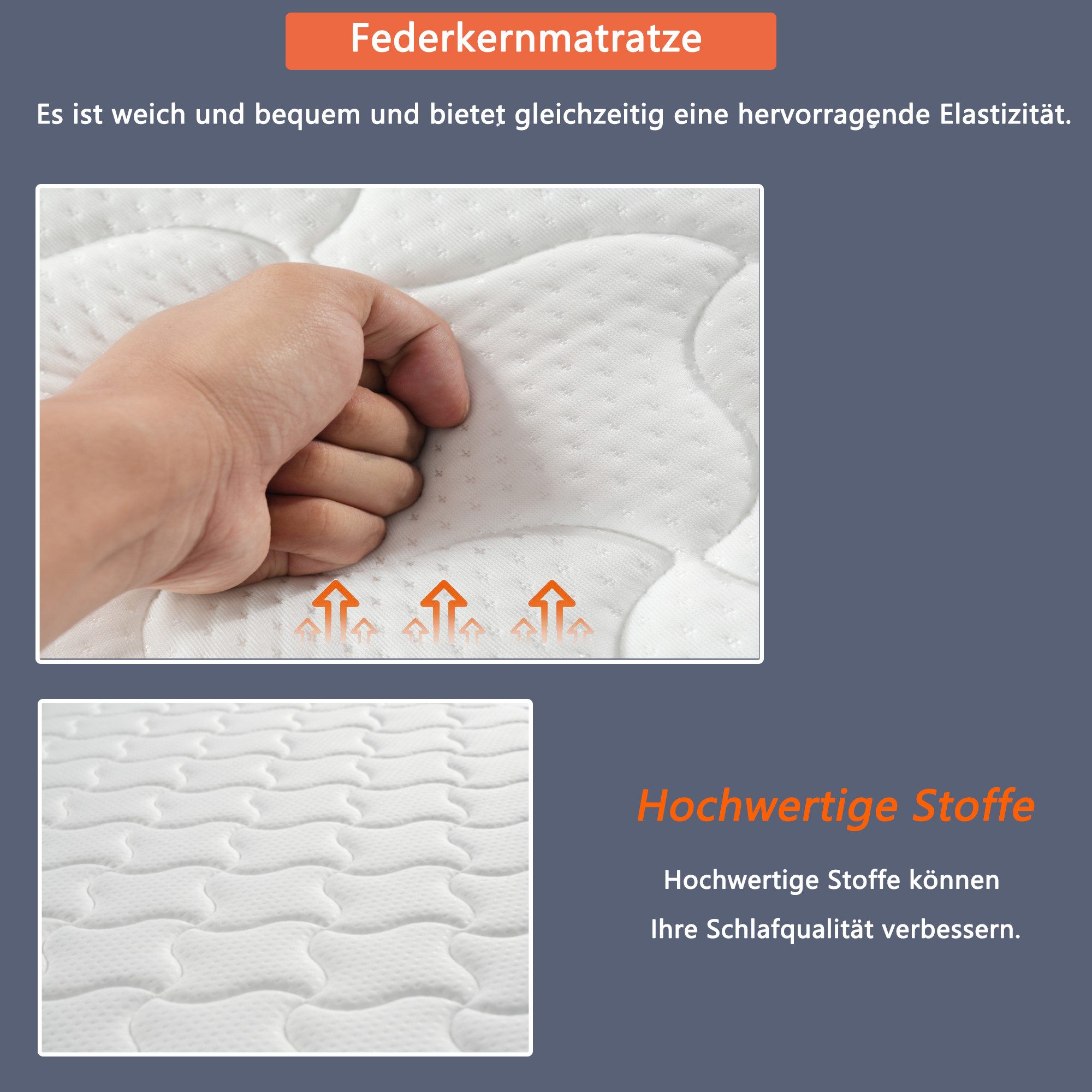 Federkernmatratze mit ergonomischen Modulen, Celya, 10 cm hoch, (Dicke 10 cm, Härtegrad H3, mit Entlastung der Lendenwirbelsäule)