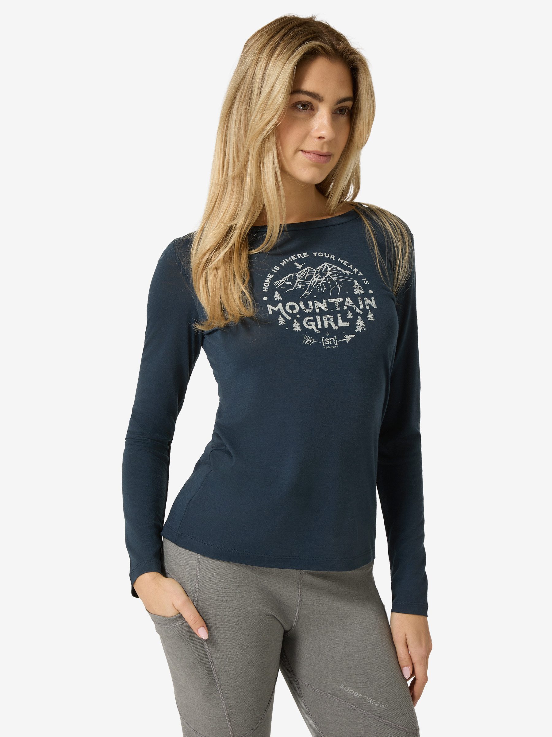 SUPER.NATURAL Langarmshirt für Damen,Merino W MOUNTAIN GIRL LS atmungsaktiv