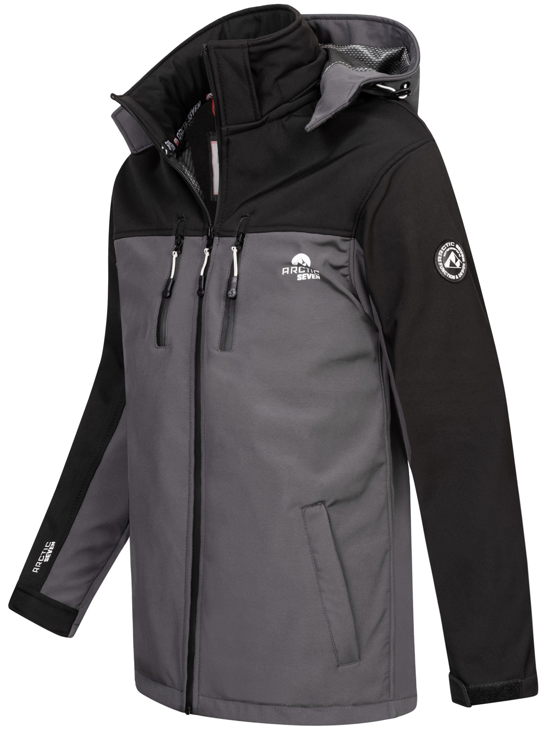 Arctic Seven Softshelljacke ASSurvivo Outdoorjacke mit abnehmbarer Kapuze