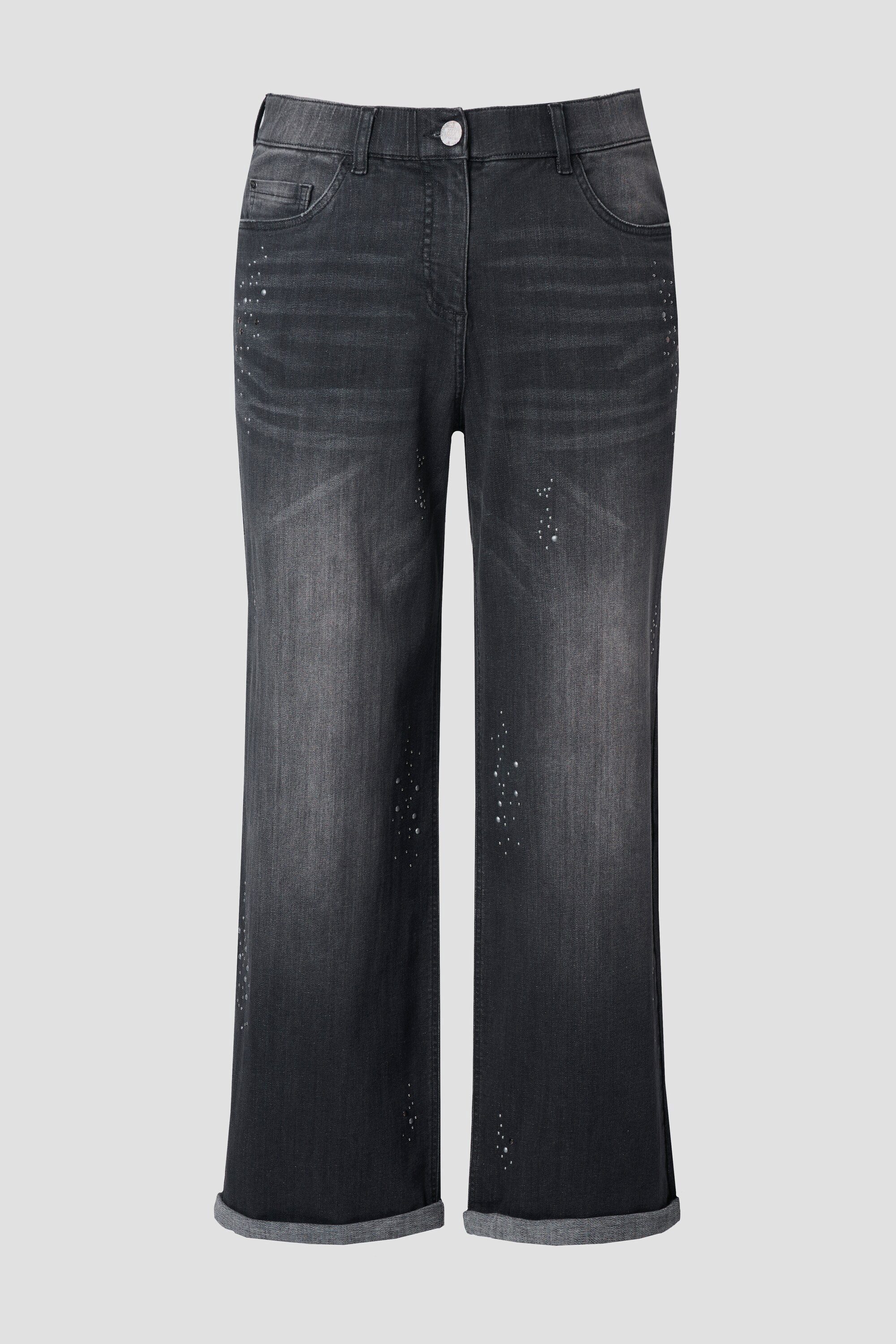 Regular-fit-Jeans Jeans Mary Ziernieten weites Bein Komfortbund