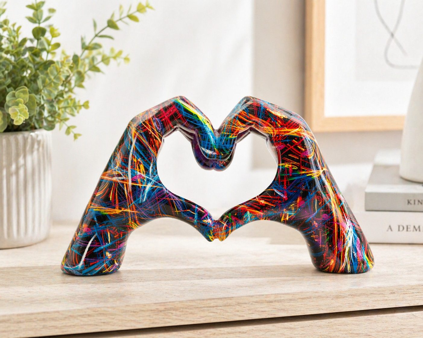MF Skulptur Street Art Herz-Skulptur Amore Psyco – Bunte Dekoration 25cm (1 St)