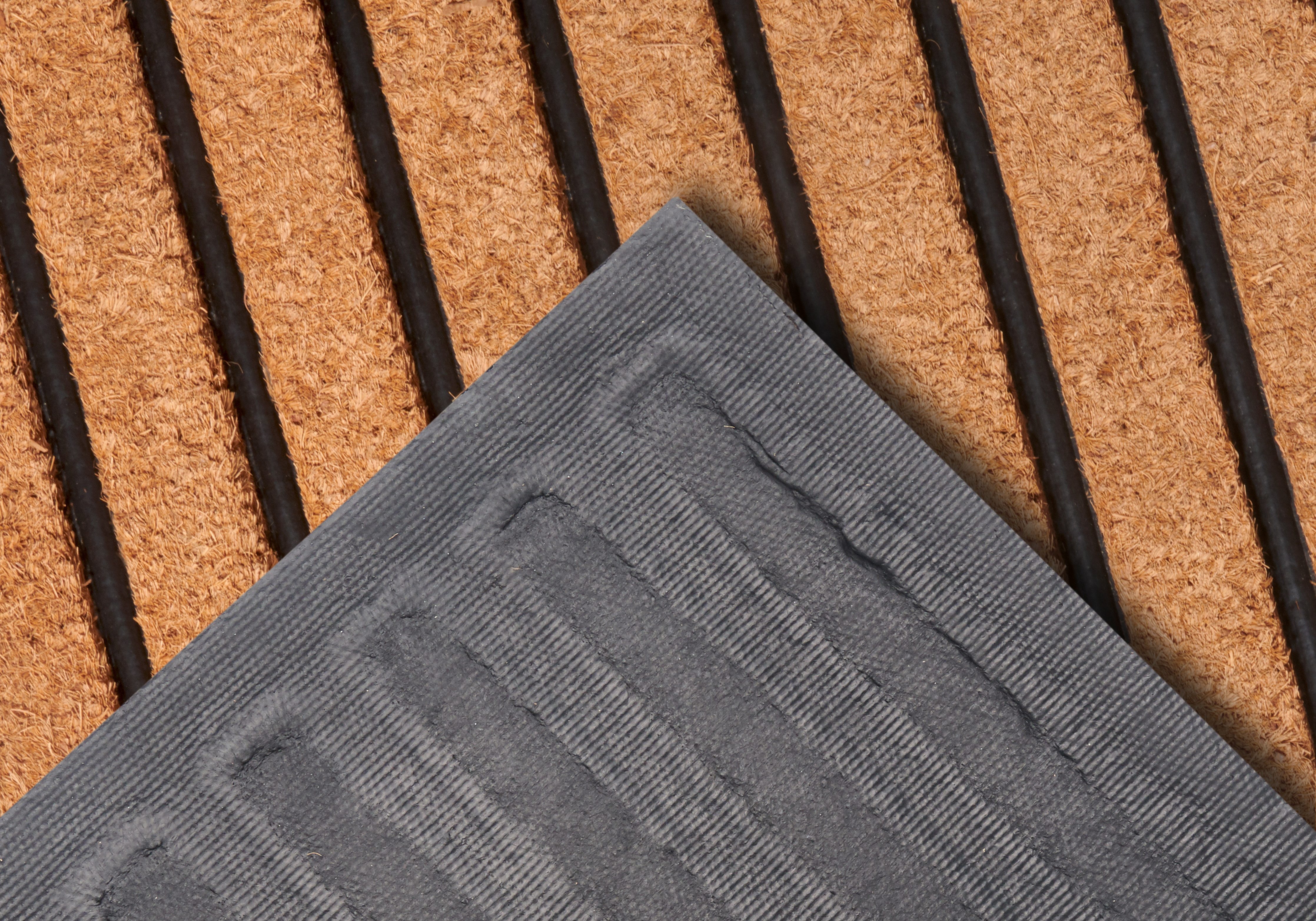 HANSE Home Fußmatte Mix Mats Gummi Kokos Striped, Türmatte, rechteckig, Höhe: 20 mm, Strapazierfähig, pflegeleicht, robust, wetterfest, UV-beständig