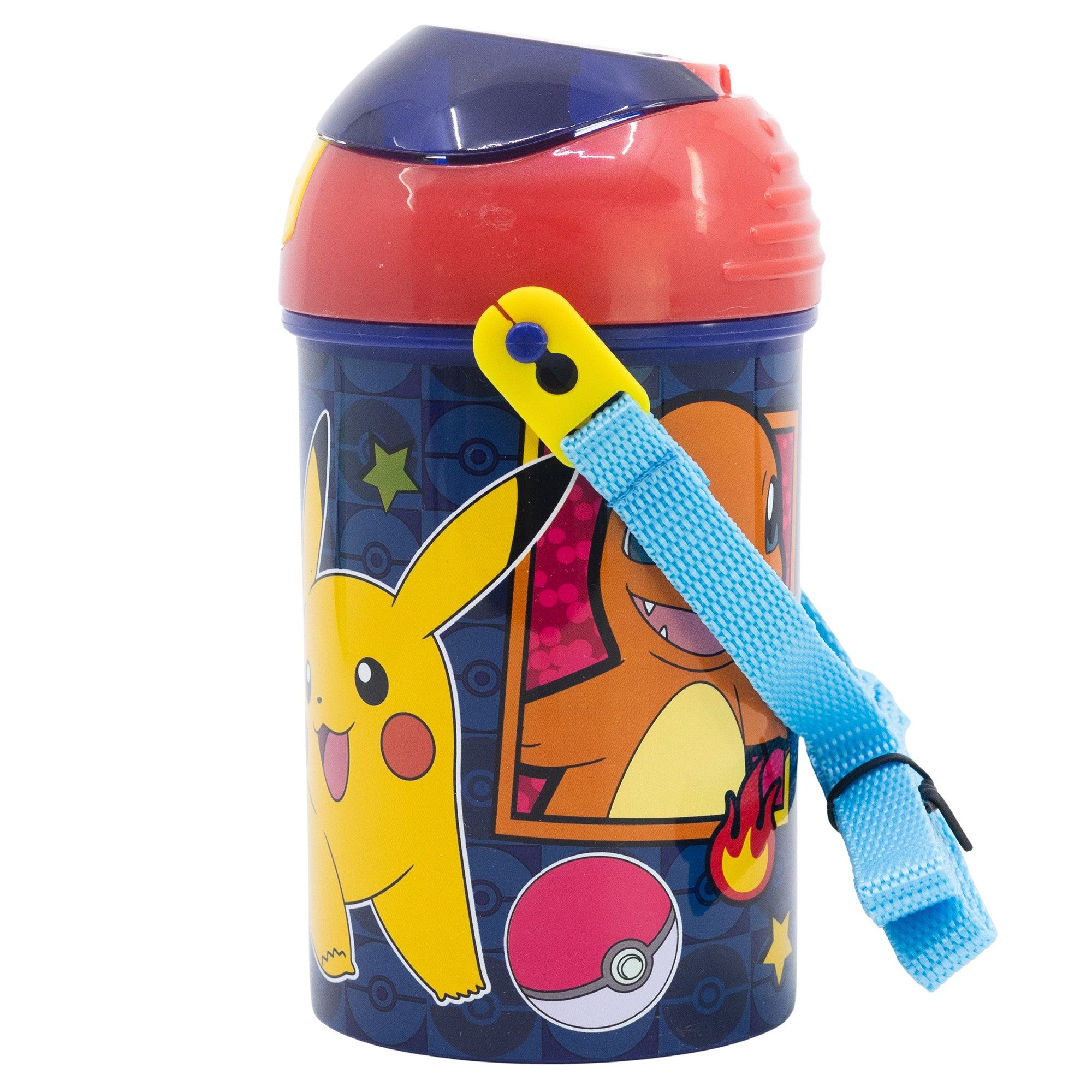 POKÉMON Trinkflasche Pokemon Pikachu Wasserflasche Flasche Tragegurt 450 ml