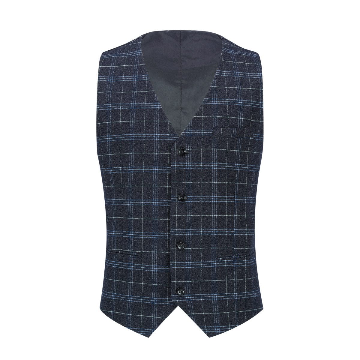 Allthemen Anzug (3 tlg) Slim Fit karierter Herrenanzug mit einem Knopf