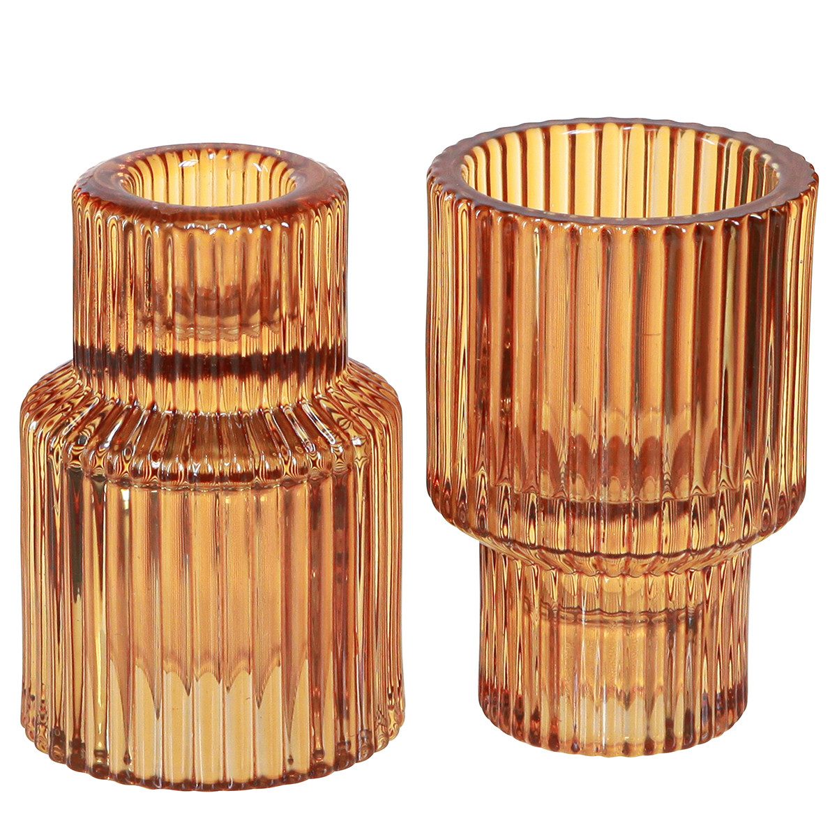 Florists Products Tischvase Stilvolle orange Glas-Stabkerzenhalter & Teelichthalter, 8 cm, 4 Stück