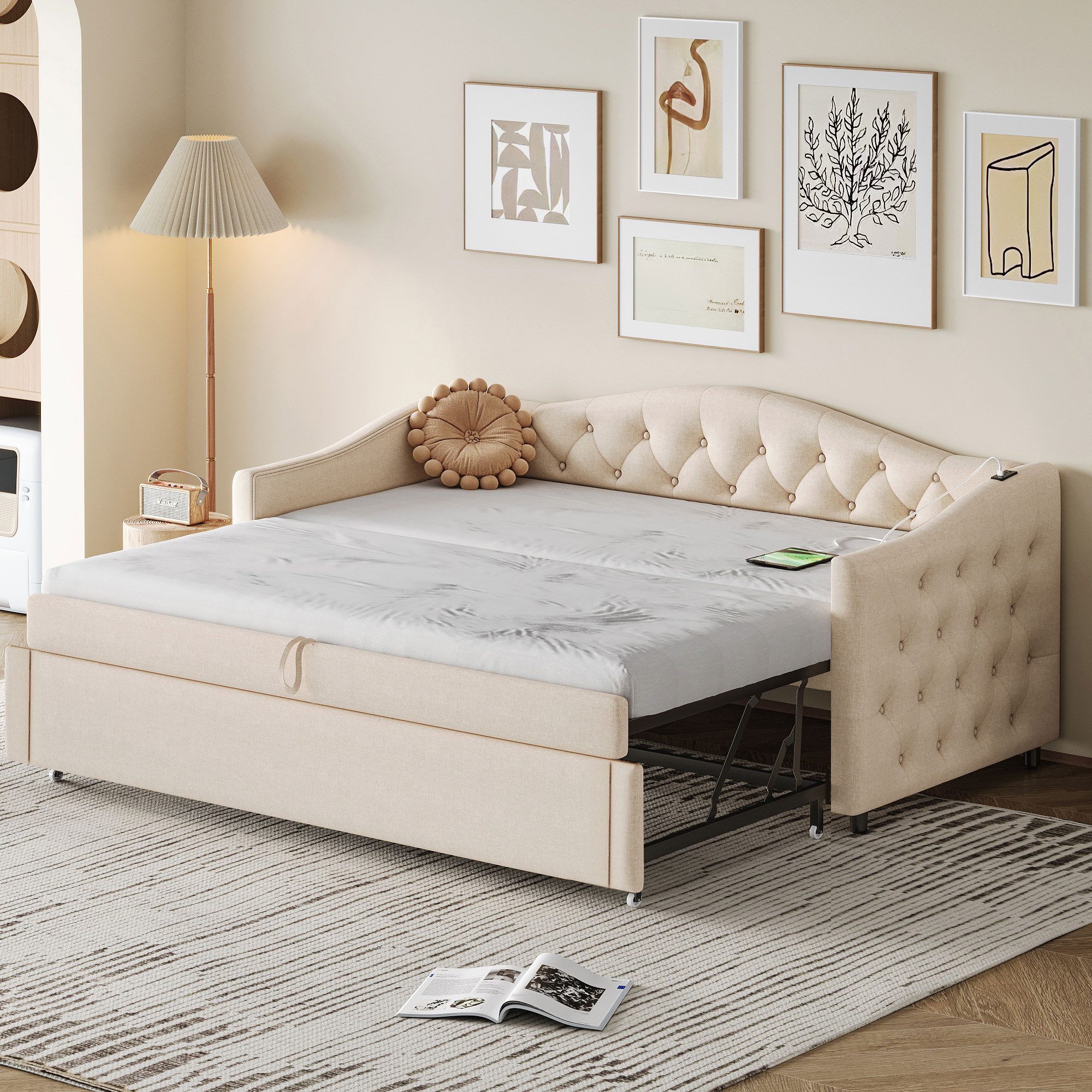 Merax Daybett mit Ausziehbett 90x190cm, Tagesbett günstig online kaufen