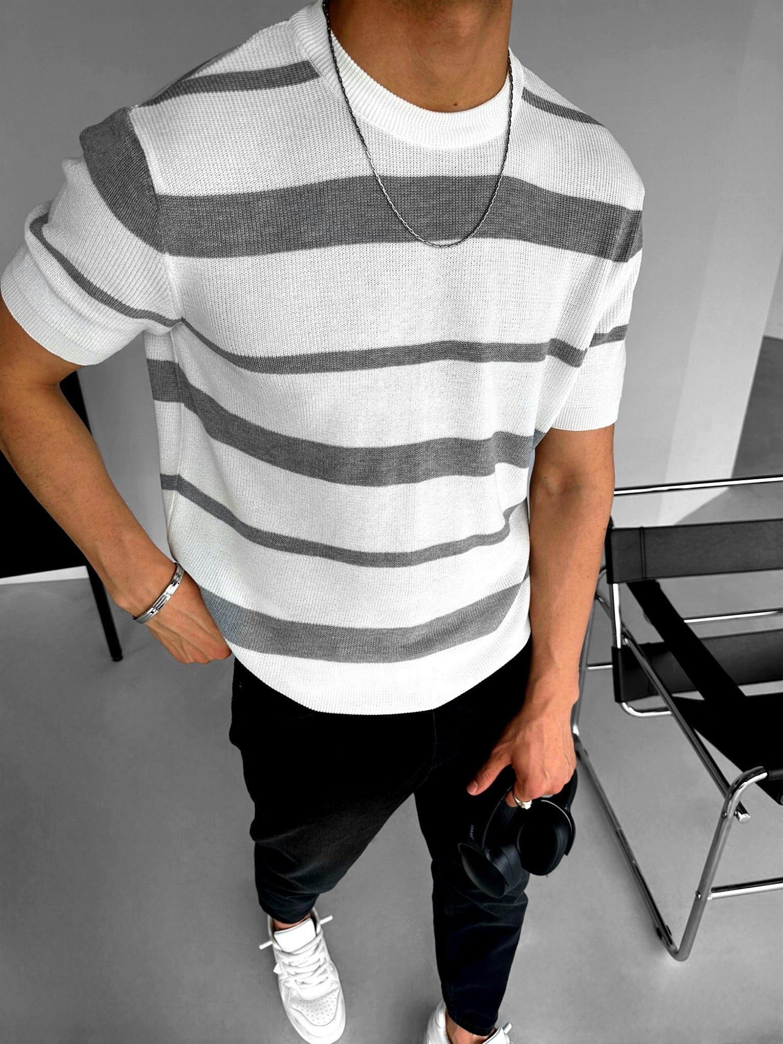 Abluka T-Shirt KNITTED T-SHIRT WITH STRIPED STRUCTURE (1-tlg) günstig online kaufen