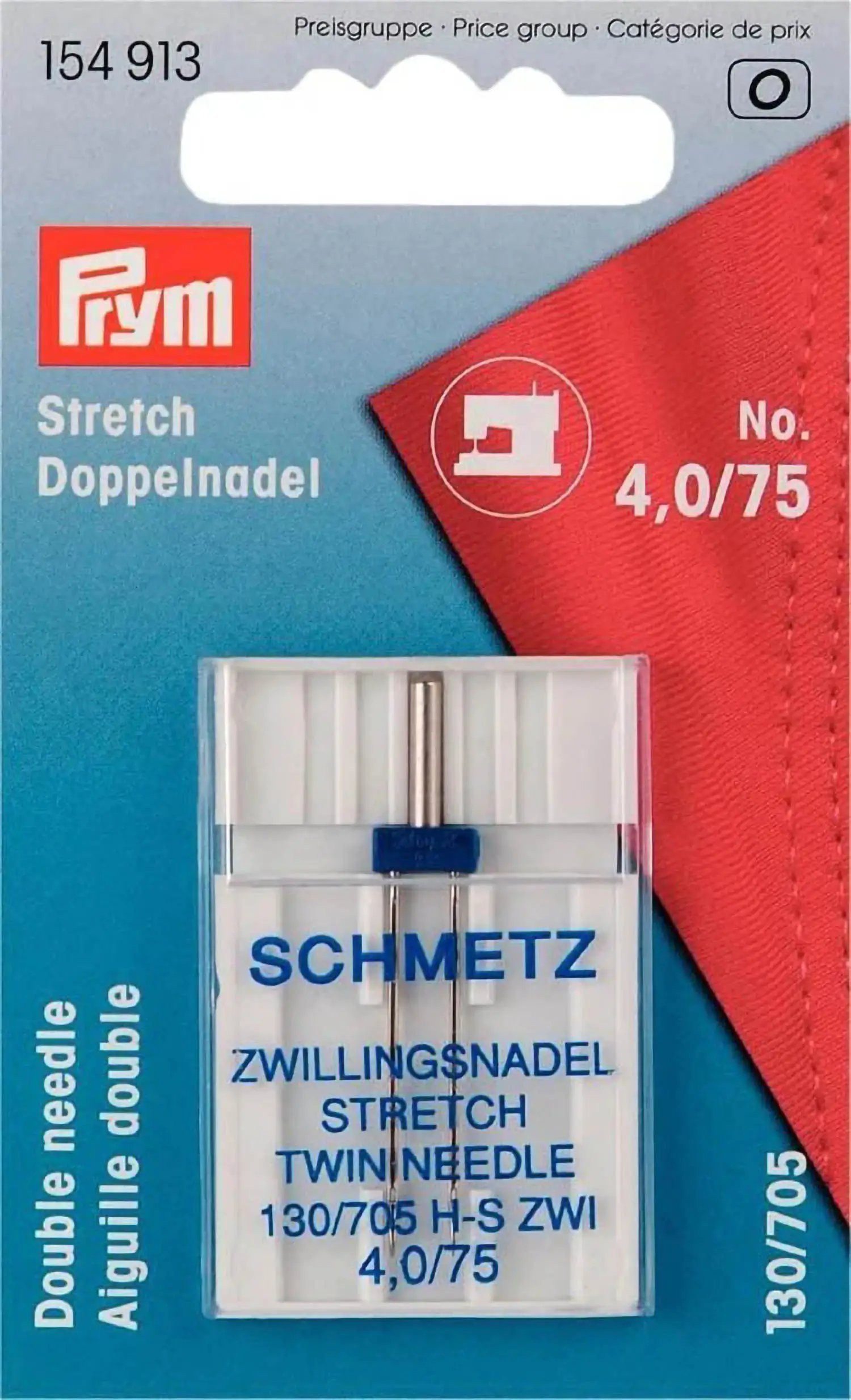 Stofferia Stoff Doppel-Nähmaschinennadel 130/705 Stretch 75/4,0 mm, Meterware