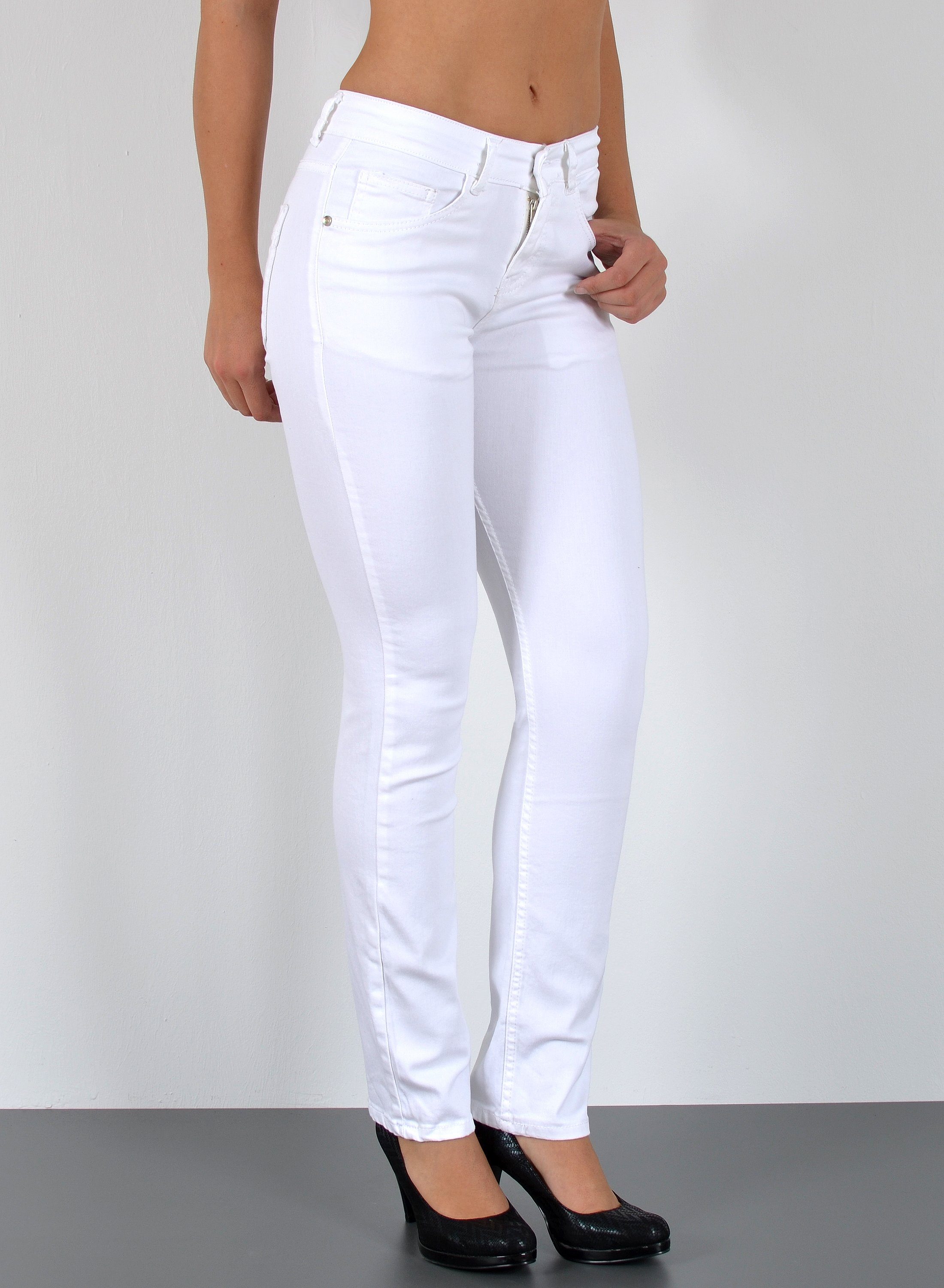 ESRA Straight-Jeans Damen Jeans Gerade hohe Leibhöhe Stretch-Jeans Damen Re günstig online kaufen
