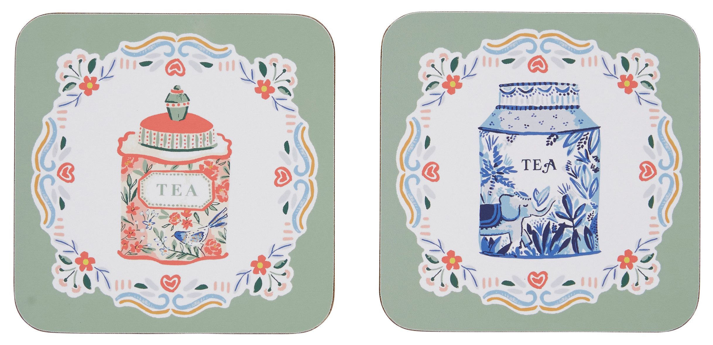 Ulster Weavers Getränkeuntersetzer Tea Tins, Set, 4-tlg., Glas-/Tassen Untersetzer Tischuntersetzer ca.10,5x10,5x0,5cm